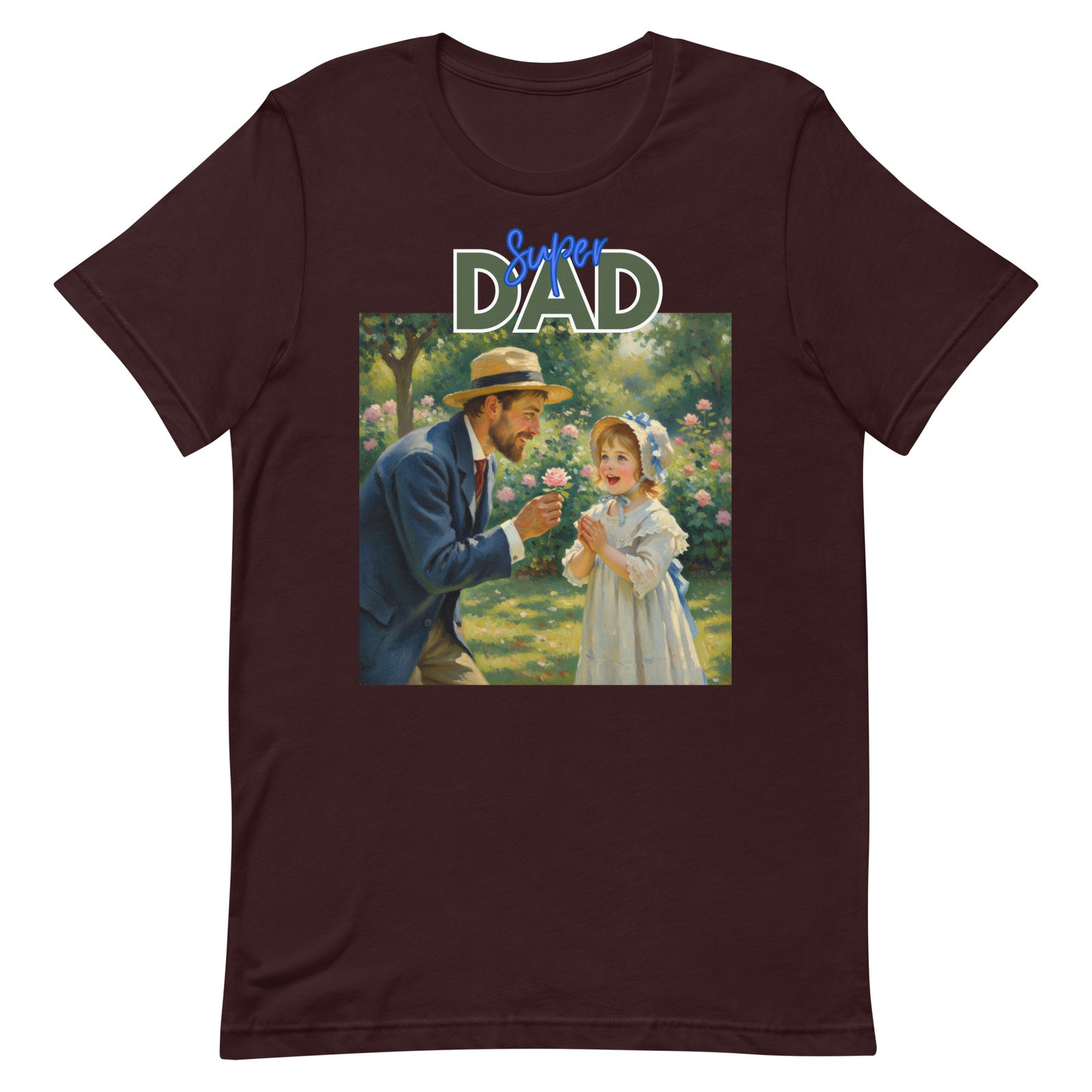 Super Dad- Picture of Father giving daughter a rose-Unisex t-shirt - Image 57