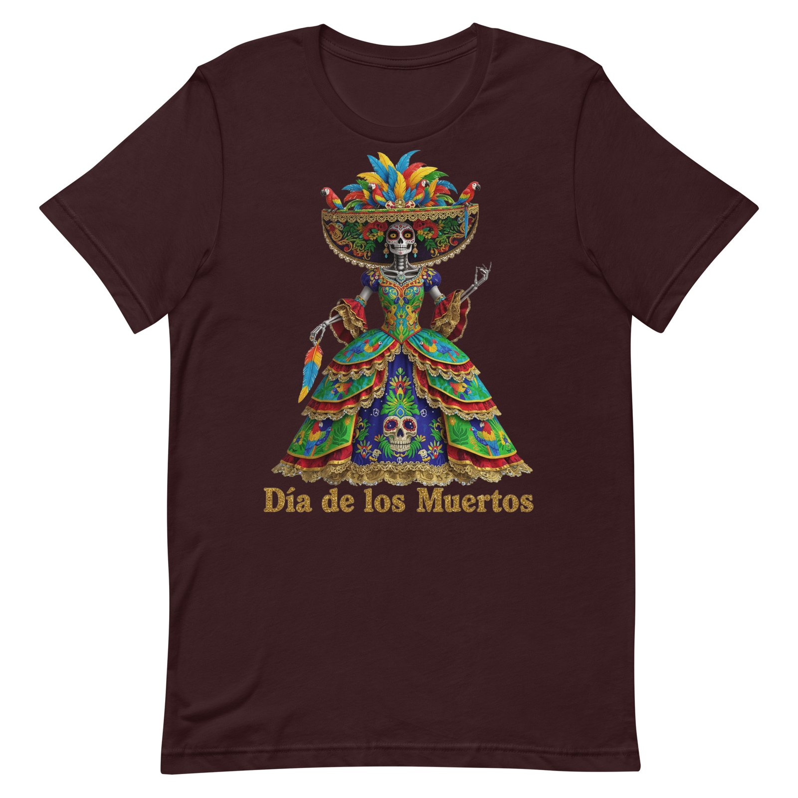 Dia de los Muertos Peacock theme Unisex t-shirt - Image 57
