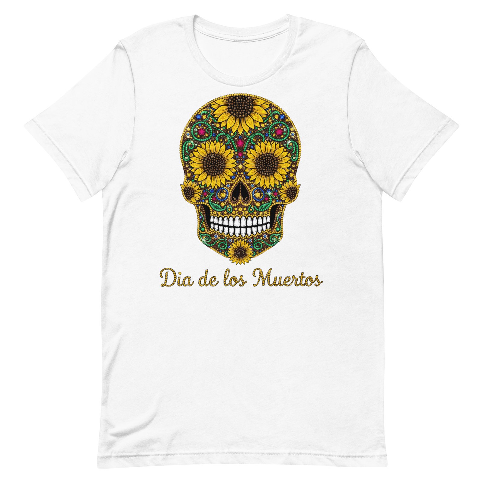 Dia de los Muertos Sunflower Skull Unisex t-shirt - Image 59
