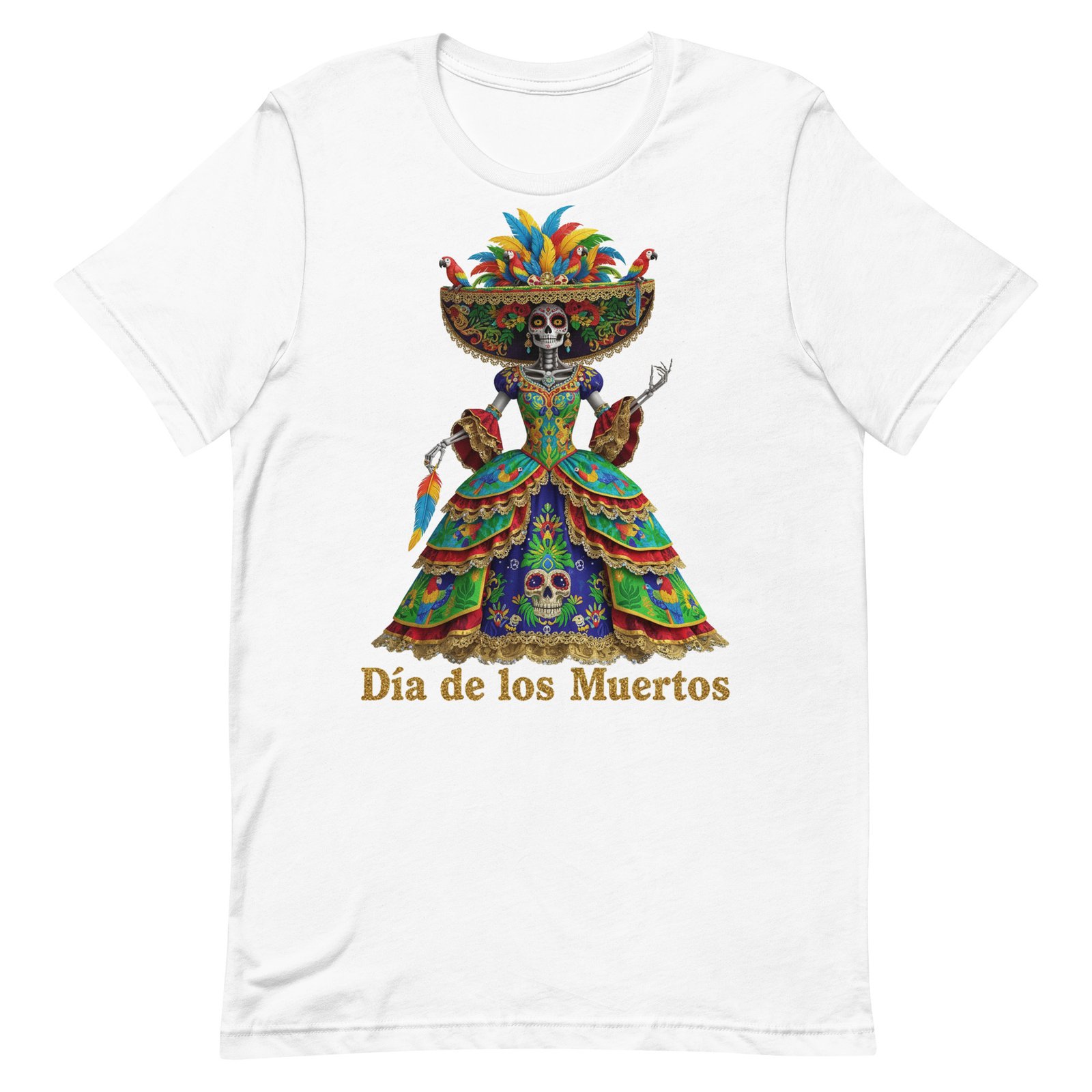 Dia de los Muertos Peacock theme Unisex t-shirt - Image 59