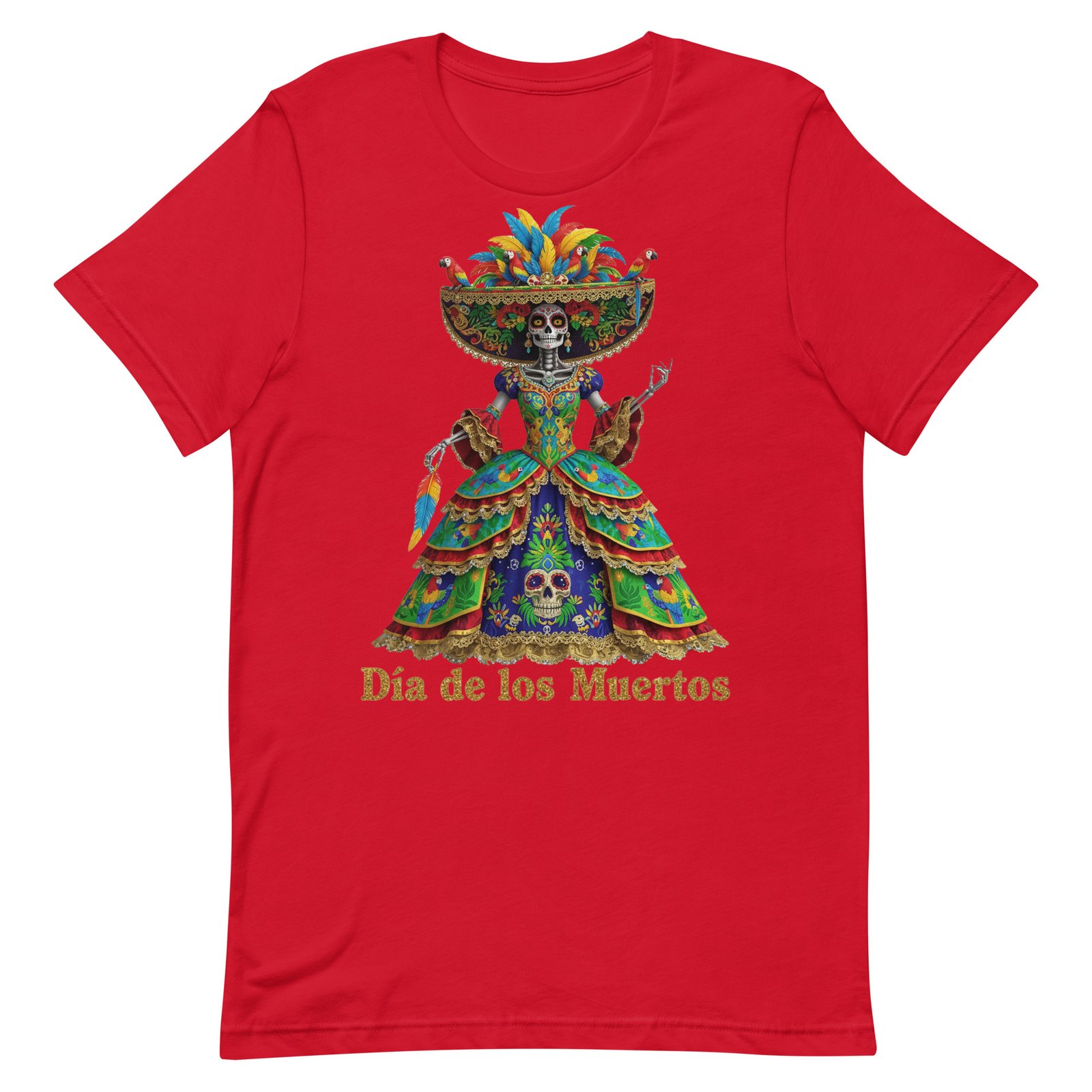 Dia de los Muertos Peacock theme Unisex t-shirt - Image 62