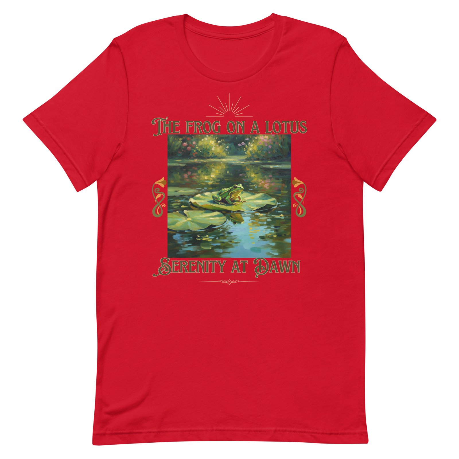 The Frog on a Lotus-Serenity at Dawn-Unisex t-shirt - Image 62