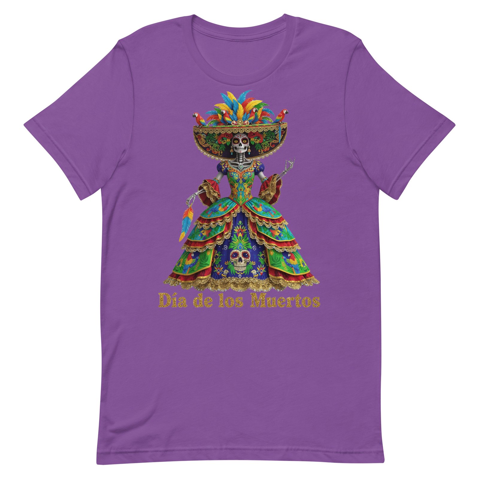 Dia de los Muertos Peacock theme Unisex t-shirt - Image 63