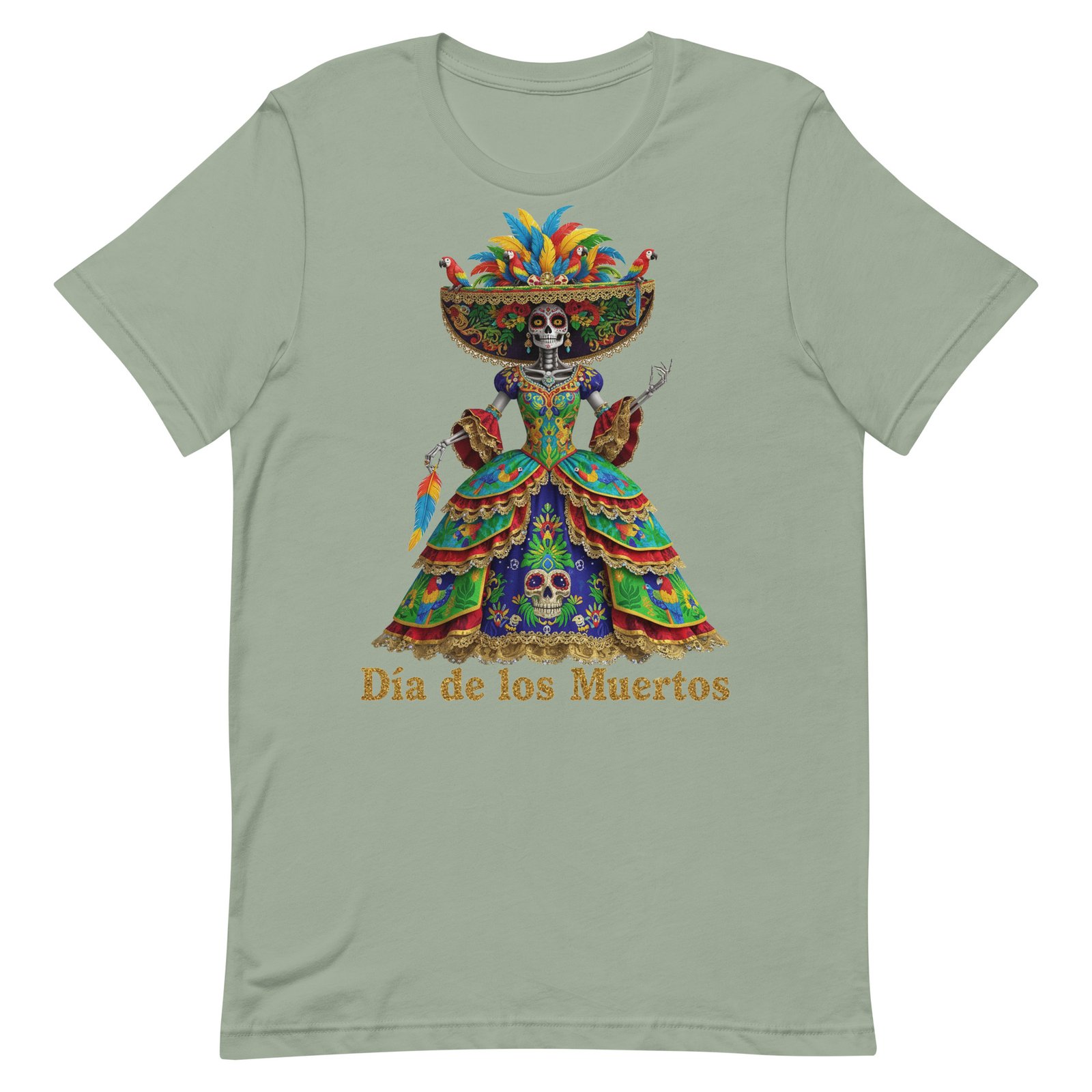 Dia de los Muertos Peacock theme Unisex t-shirt - Image 89