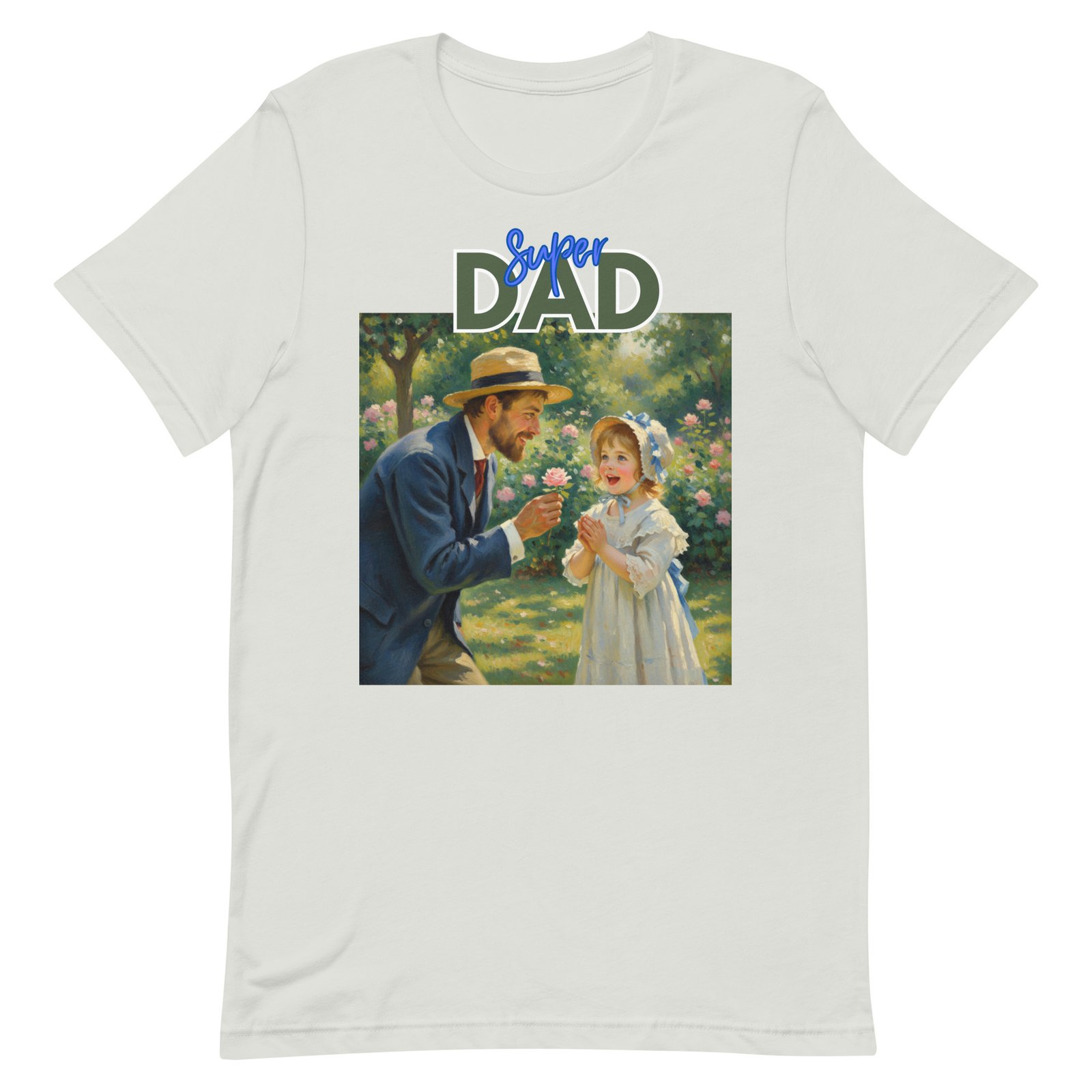 Super Dad- Picture of Father giving daughter a rose-Unisex t-shirt - Image 64