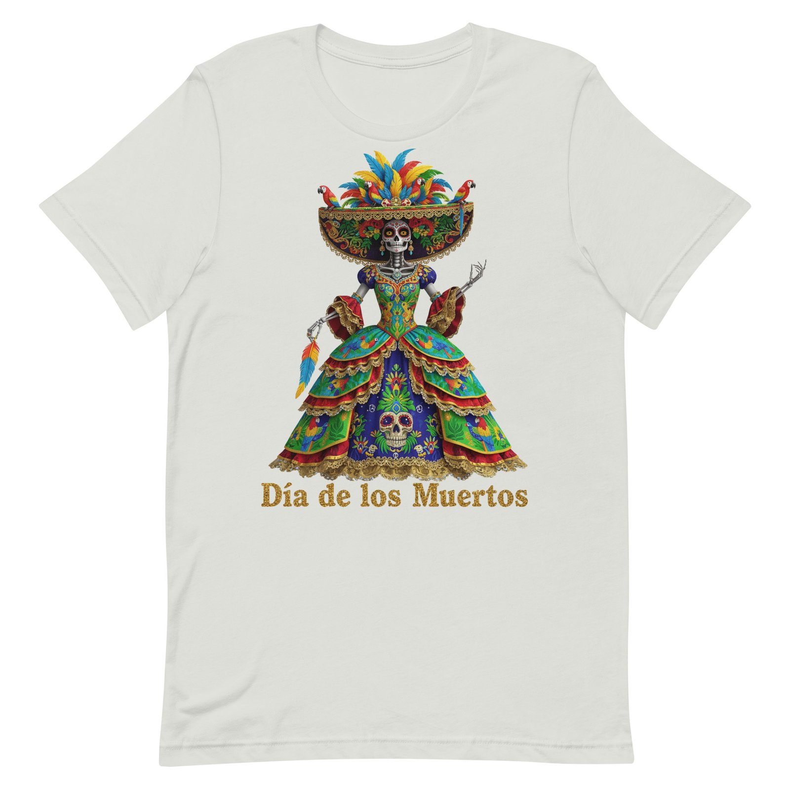Dia de los Muertos Peacock theme Unisex t-shirt - Image 64
