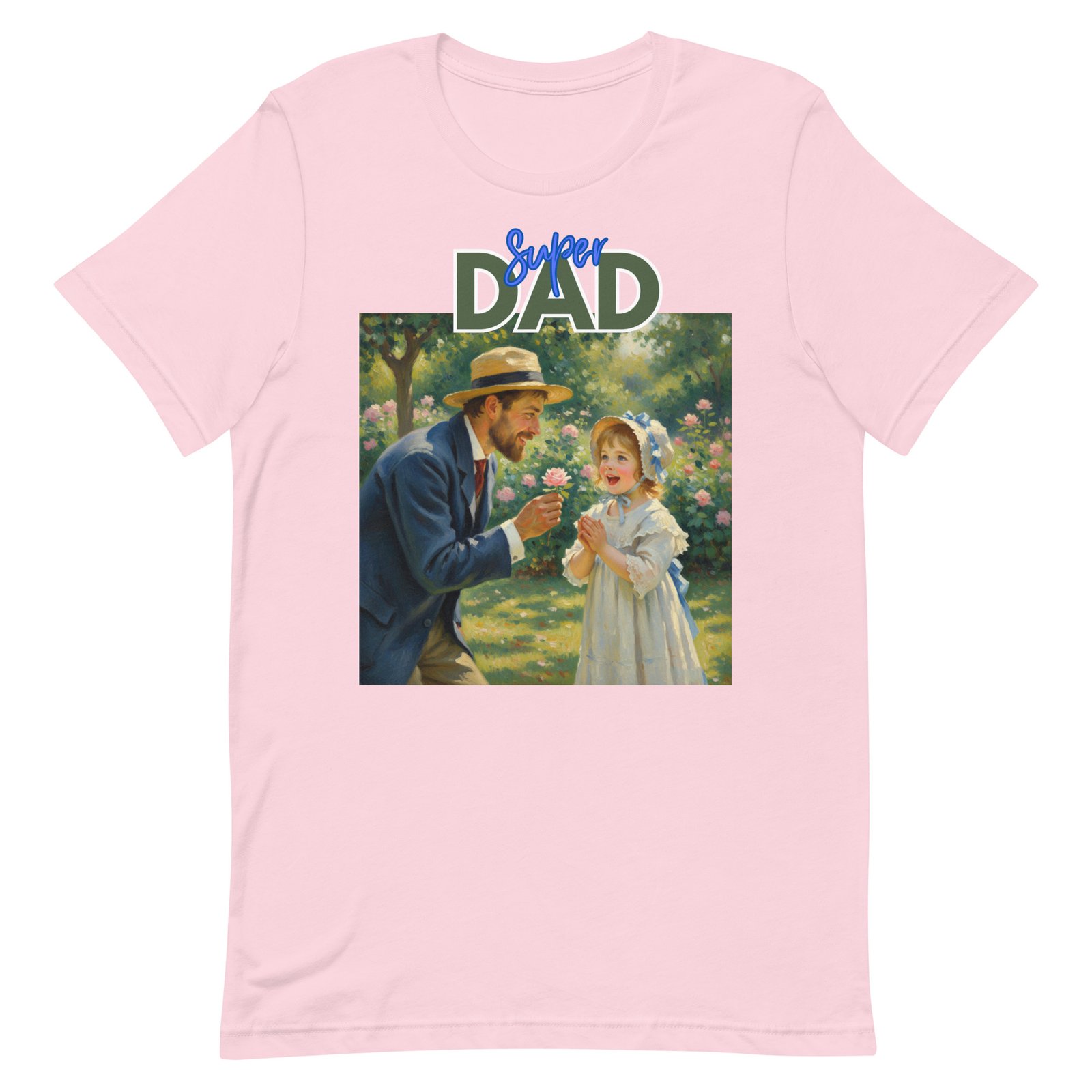 Super Dad- Picture of Father giving daughter a rose-Unisex t-shirt - Image 74