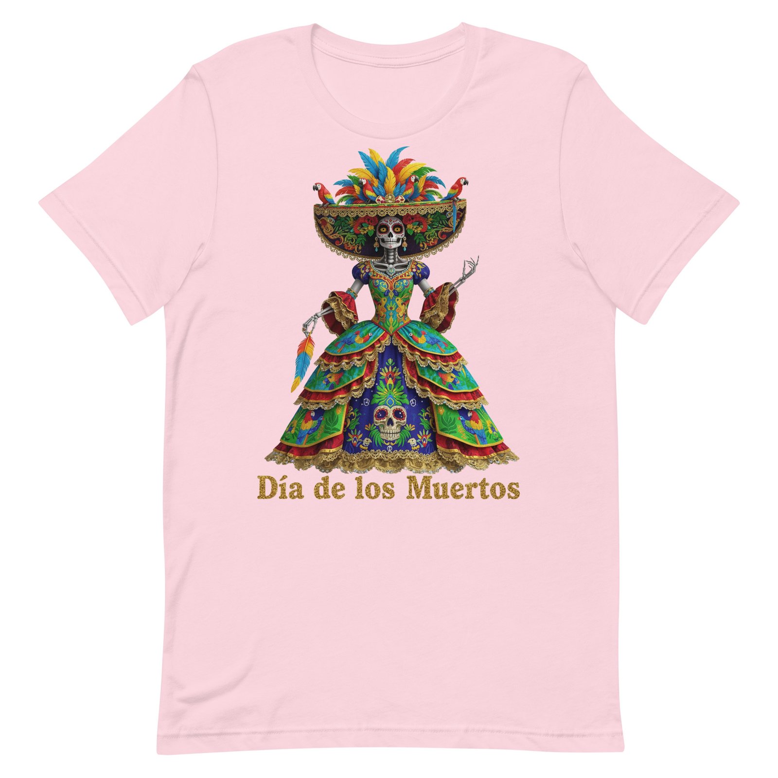 Dia de los Muertos Peacock theme Unisex t-shirt - Image 74