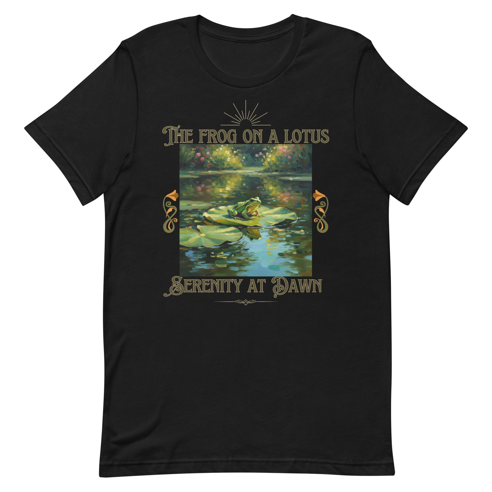 The Frog on a Lotus-Serenity at Dawn-Unisex t-shirt - Image 85