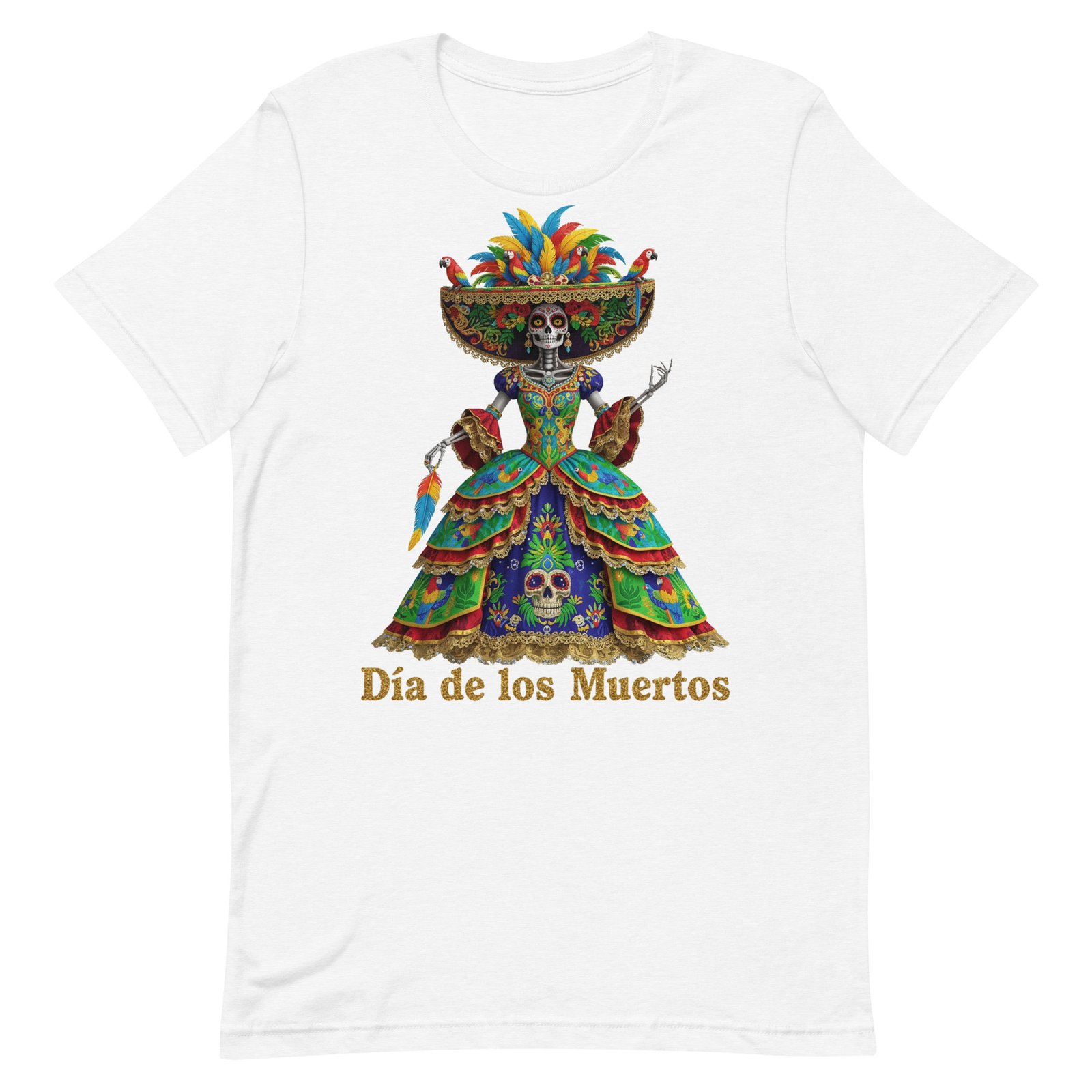 Dia de los Muertos Peacock theme Unisex t-shirt - Image 99