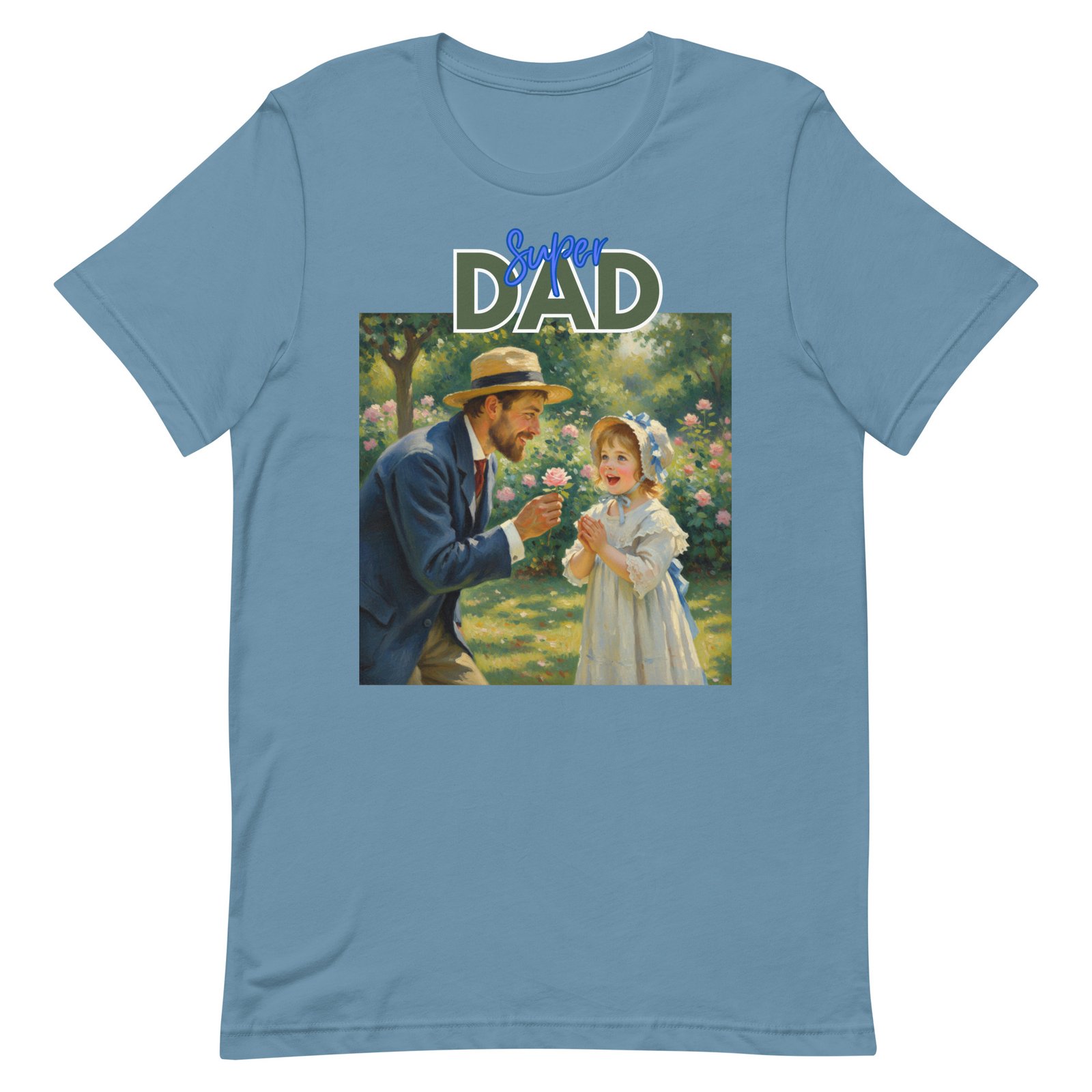 Super Dad- Picture of Father giving daughter a rose-Unisex t-shirt - Image 66