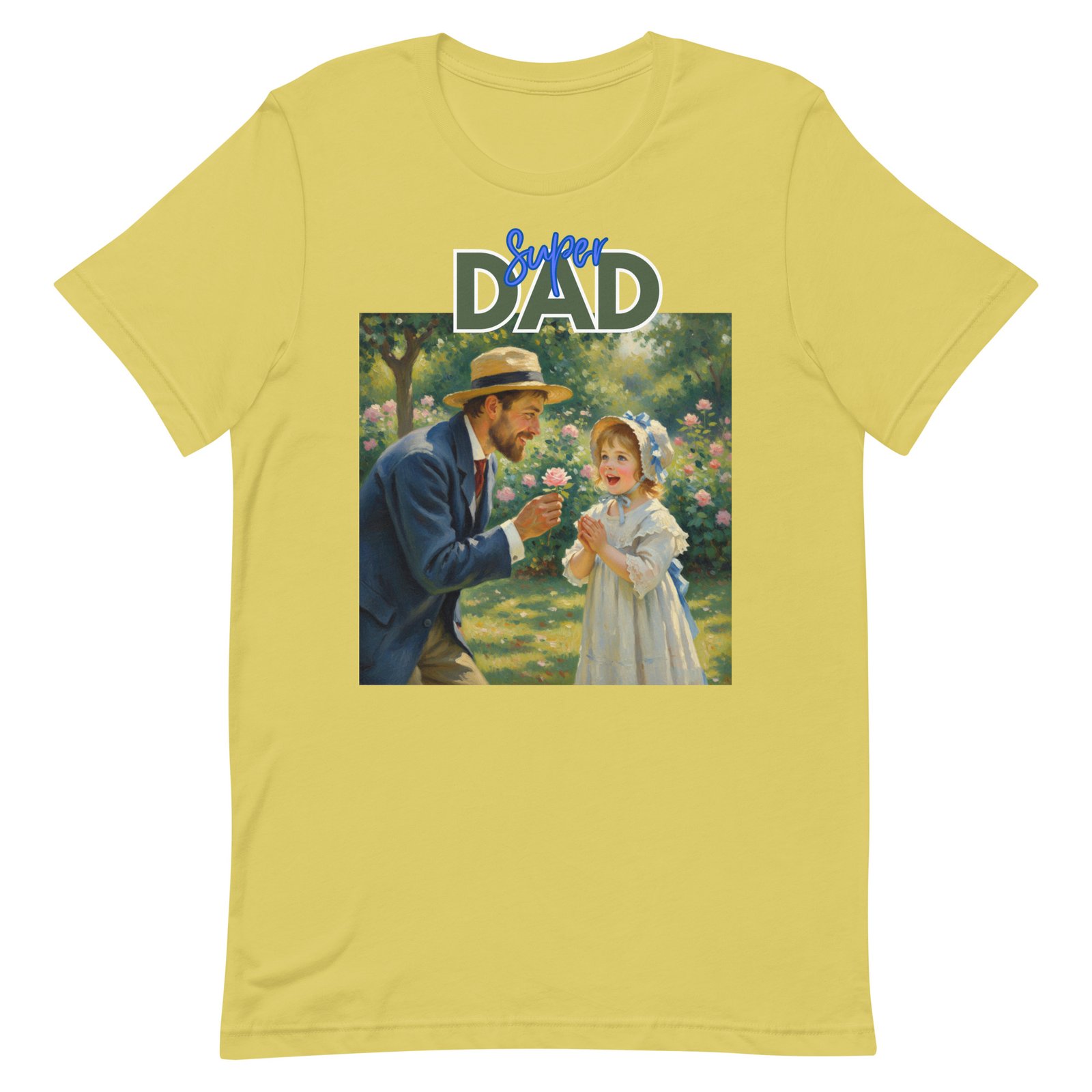 Super Dad- Picture of Father giving daughter a rose-Unisex t-shirt - Image 67