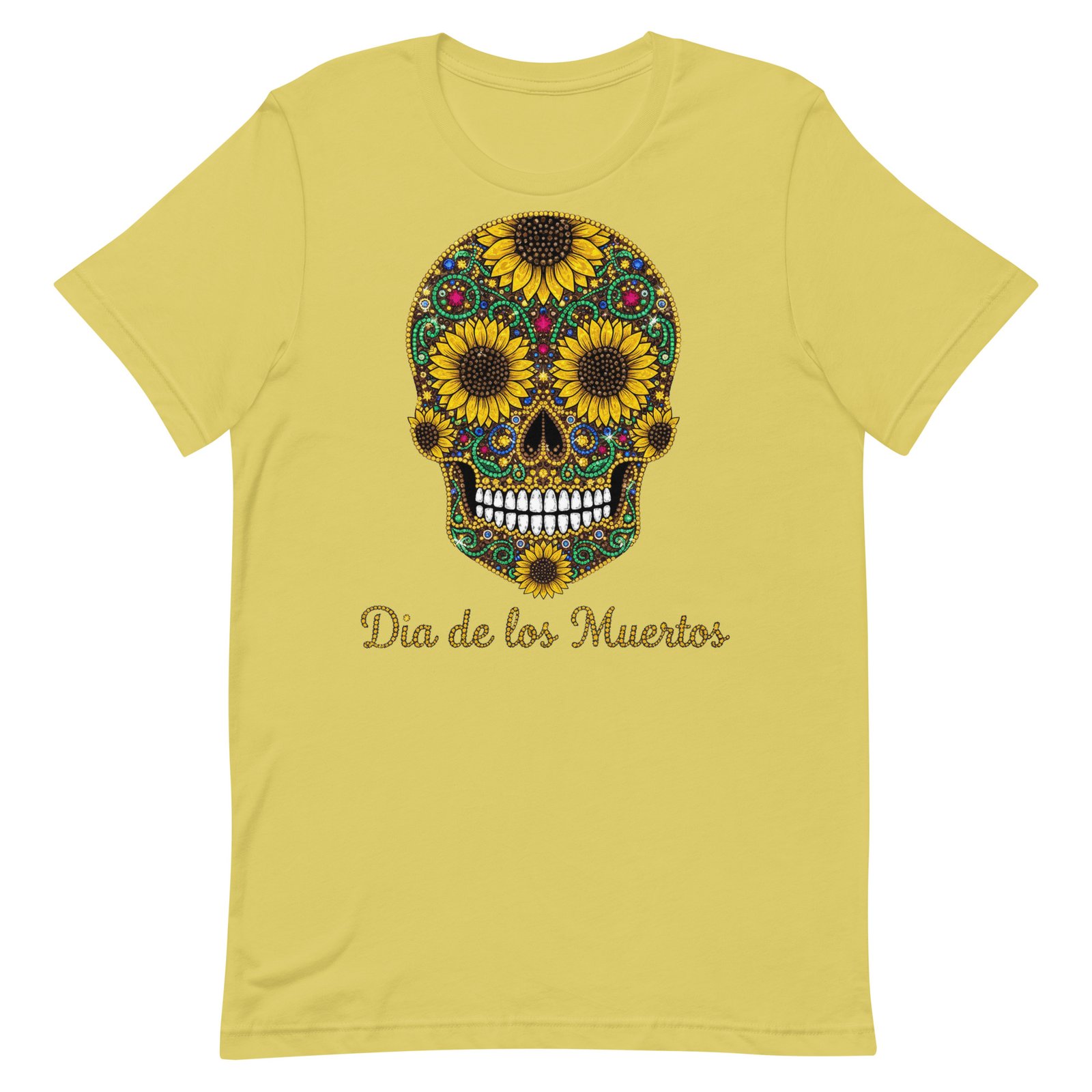 Dia de los Muertos Sunflower Skull Unisex t-shirt - Image 67