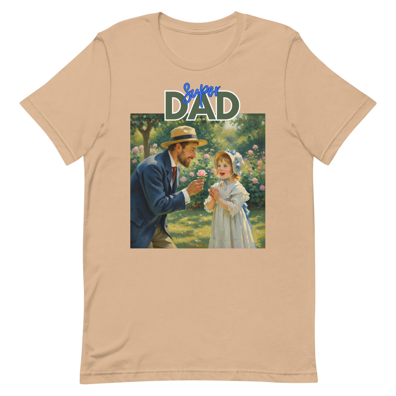 Super Dad- Picture of Father giving daughter a rose-Unisex t-shirt - Image 68