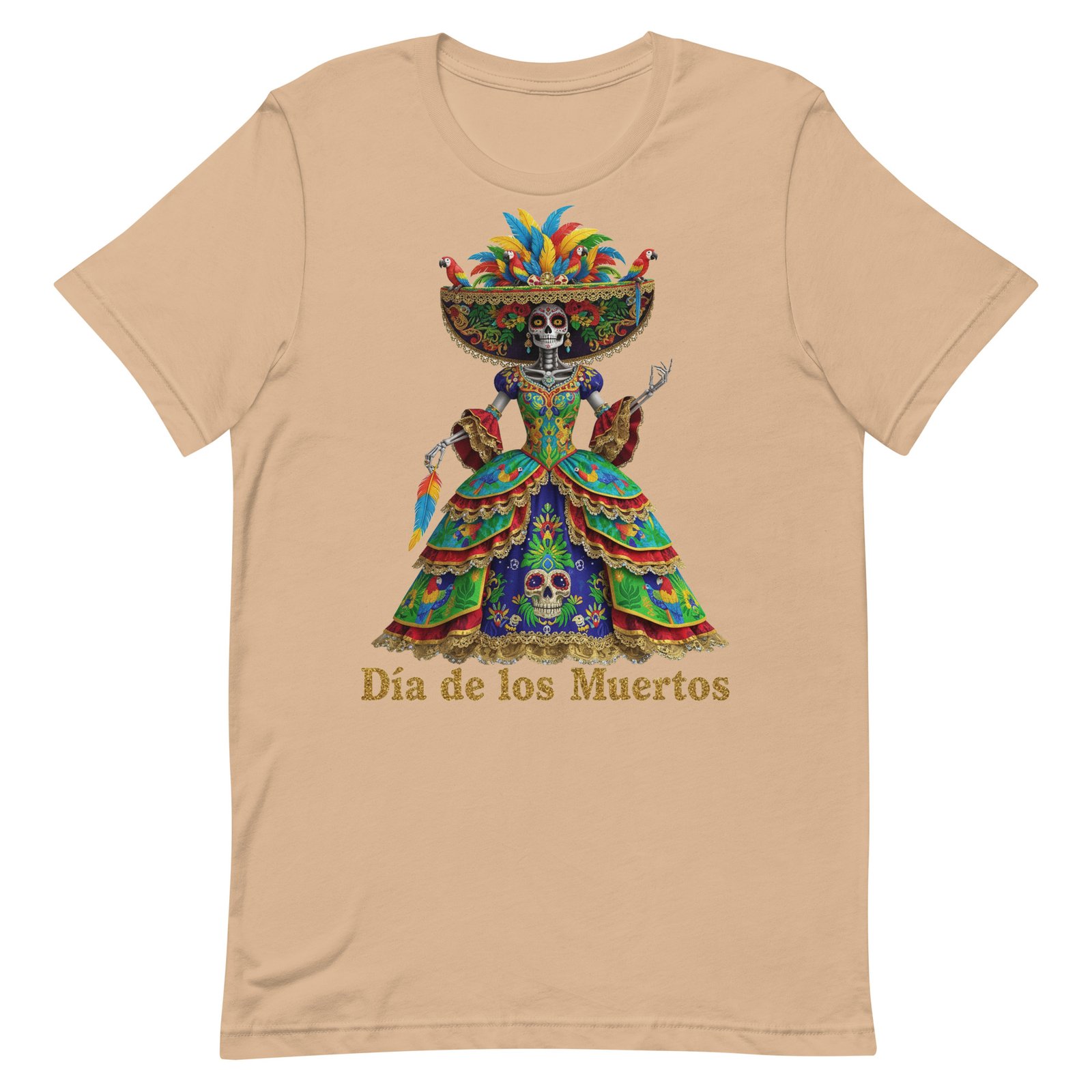Dia de los Muertos Peacock theme Unisex t-shirt - Image 68