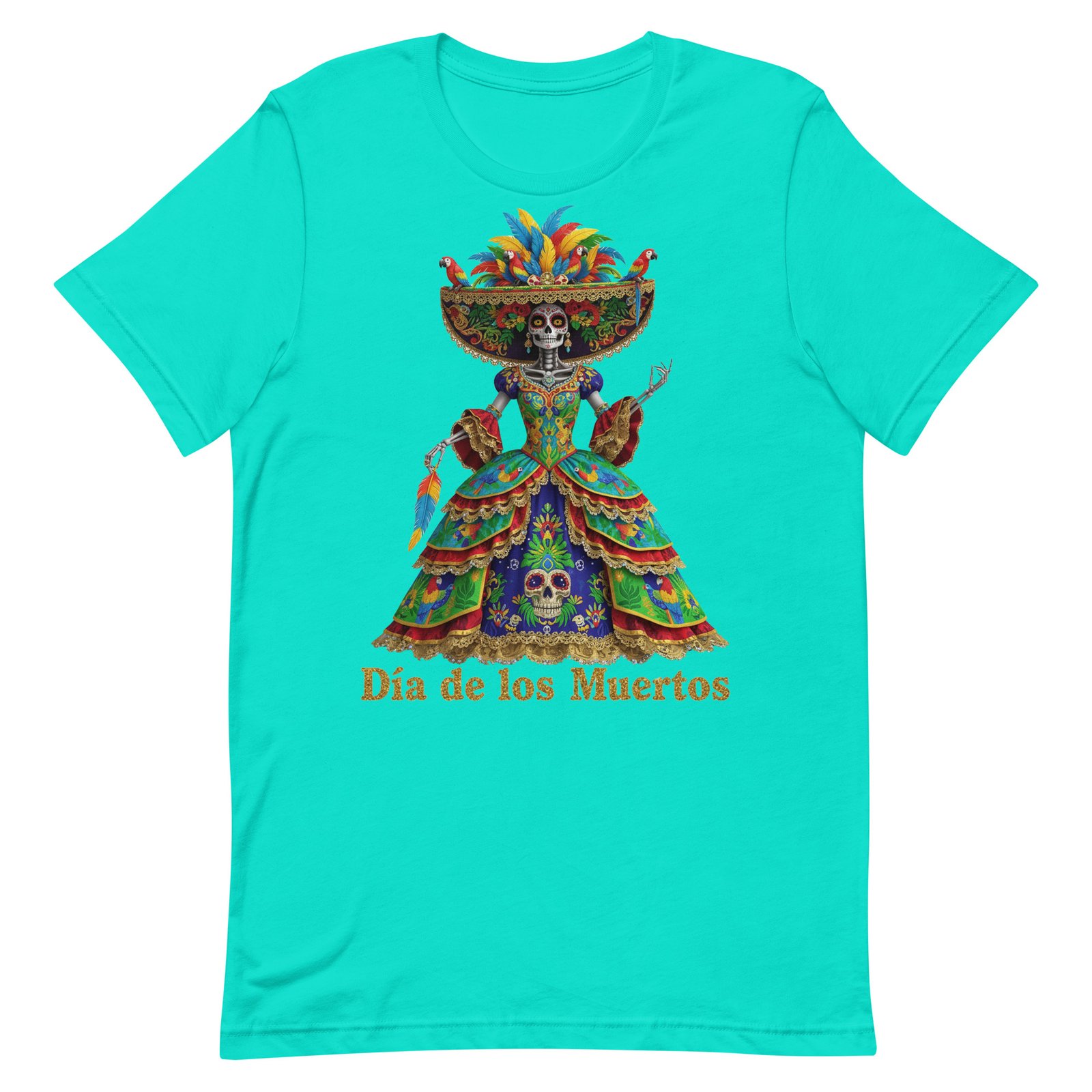 Dia de los Muertos Peacock theme Unisex t-shirt - Image 90