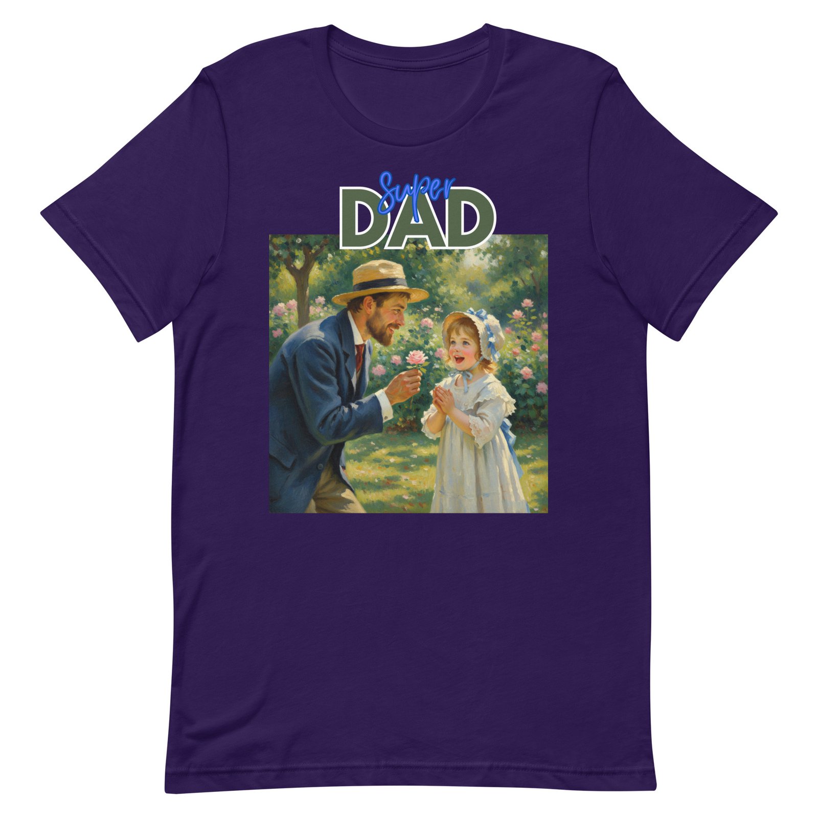 Super Dad- Picture of Father giving daughter a rose-Unisex t-shirt - Image 78