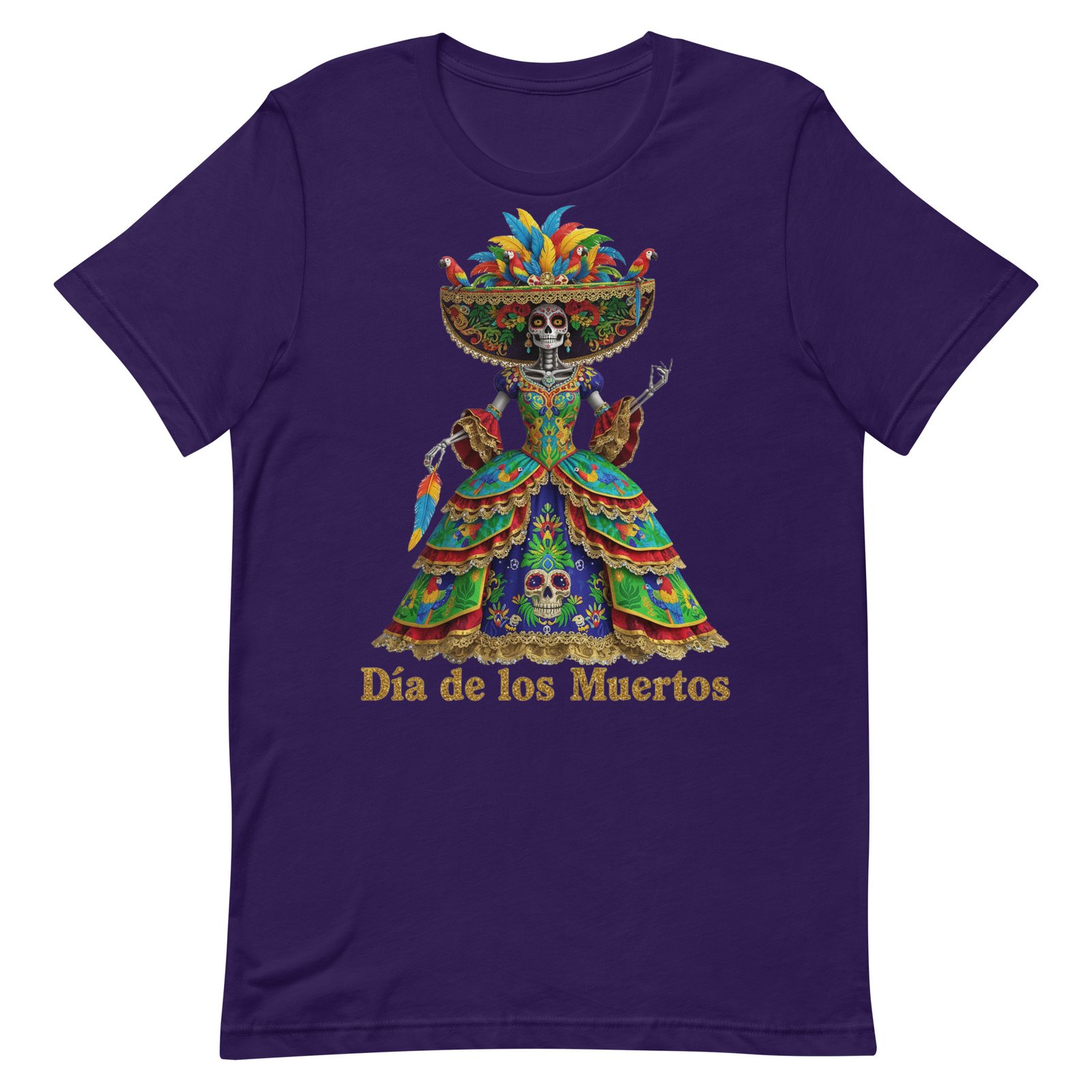 Dia de los Muertos Peacock theme Unisex t-shirt - Image 78