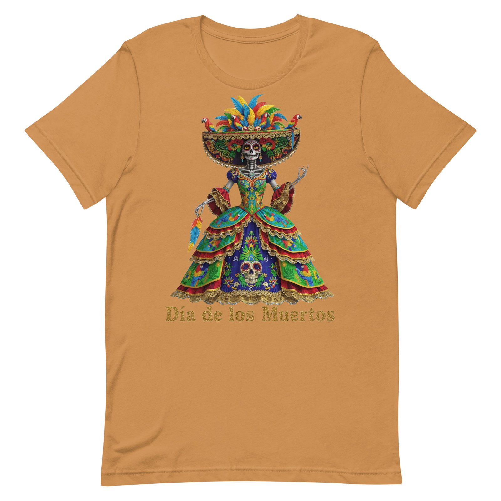 Dia de los Muertos Peacock theme Unisex t-shirt - Image 69