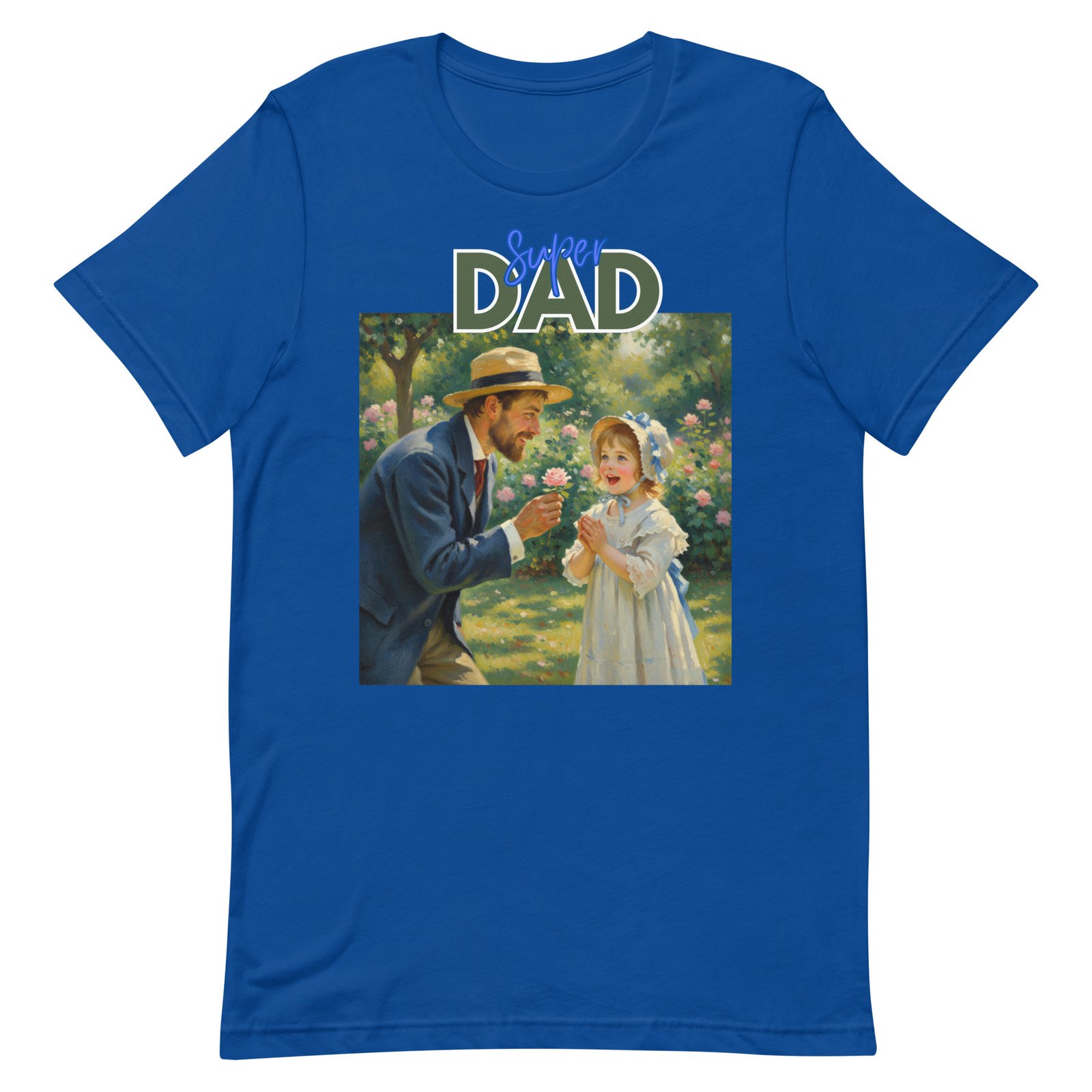 Super Dad- Picture of Father giving daughter a rose-Unisex t-shirt - Image 70