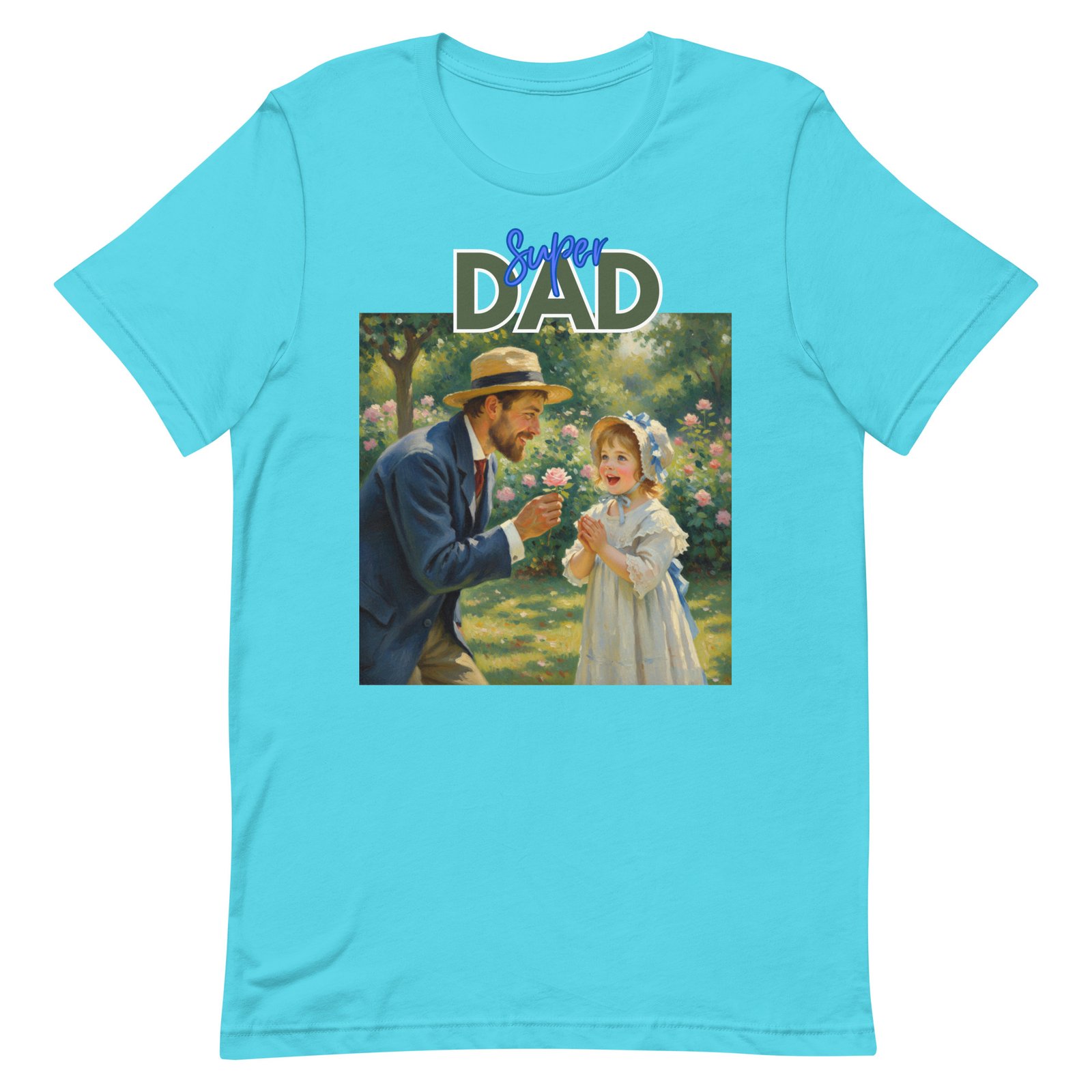 Super Dad- Picture of Father giving daughter a rose-Unisex t-shirt - Image 84