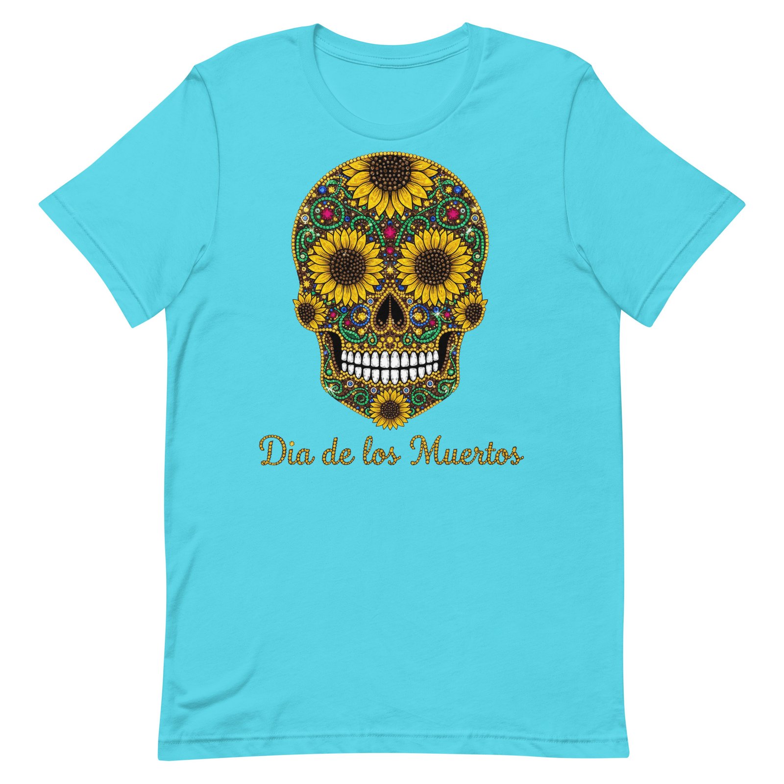 Dia de los Muertos Sunflower Skull Unisex t-shirt - Image 84