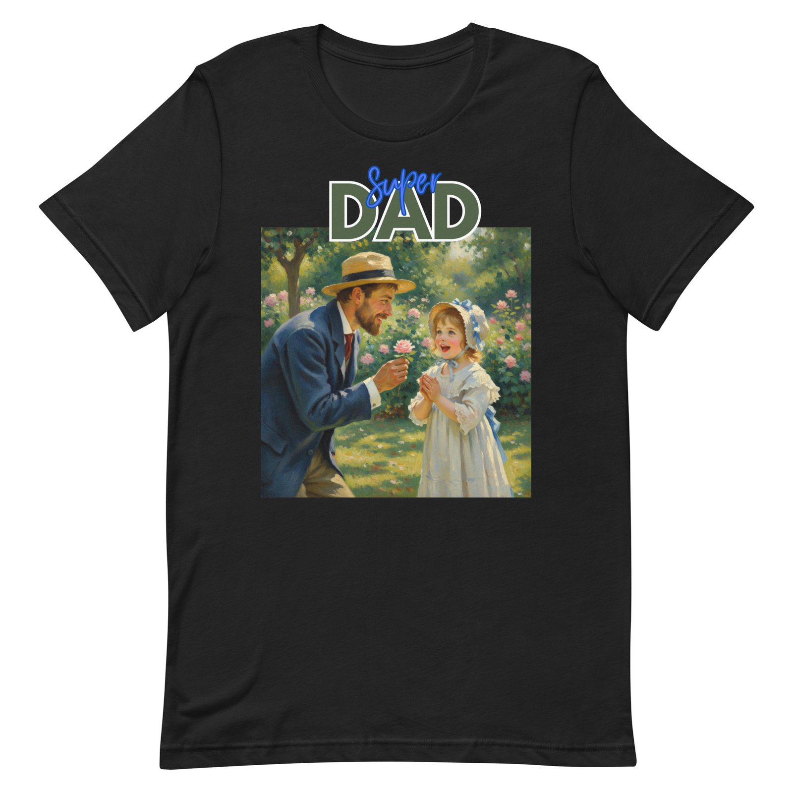 Super Dad- Picture of Father giving daughter a rose-Unisex t-shirt - Image 82
