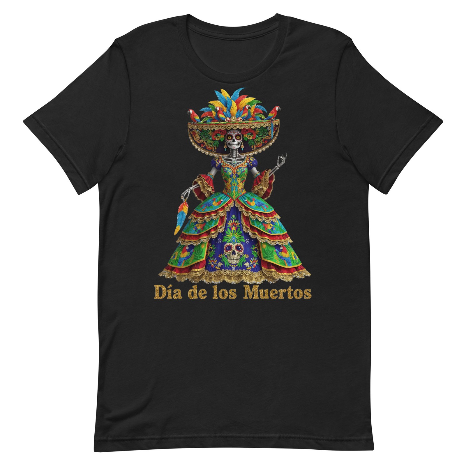 Dia de los Muertos Peacock theme Unisex t-shirt - Image 82