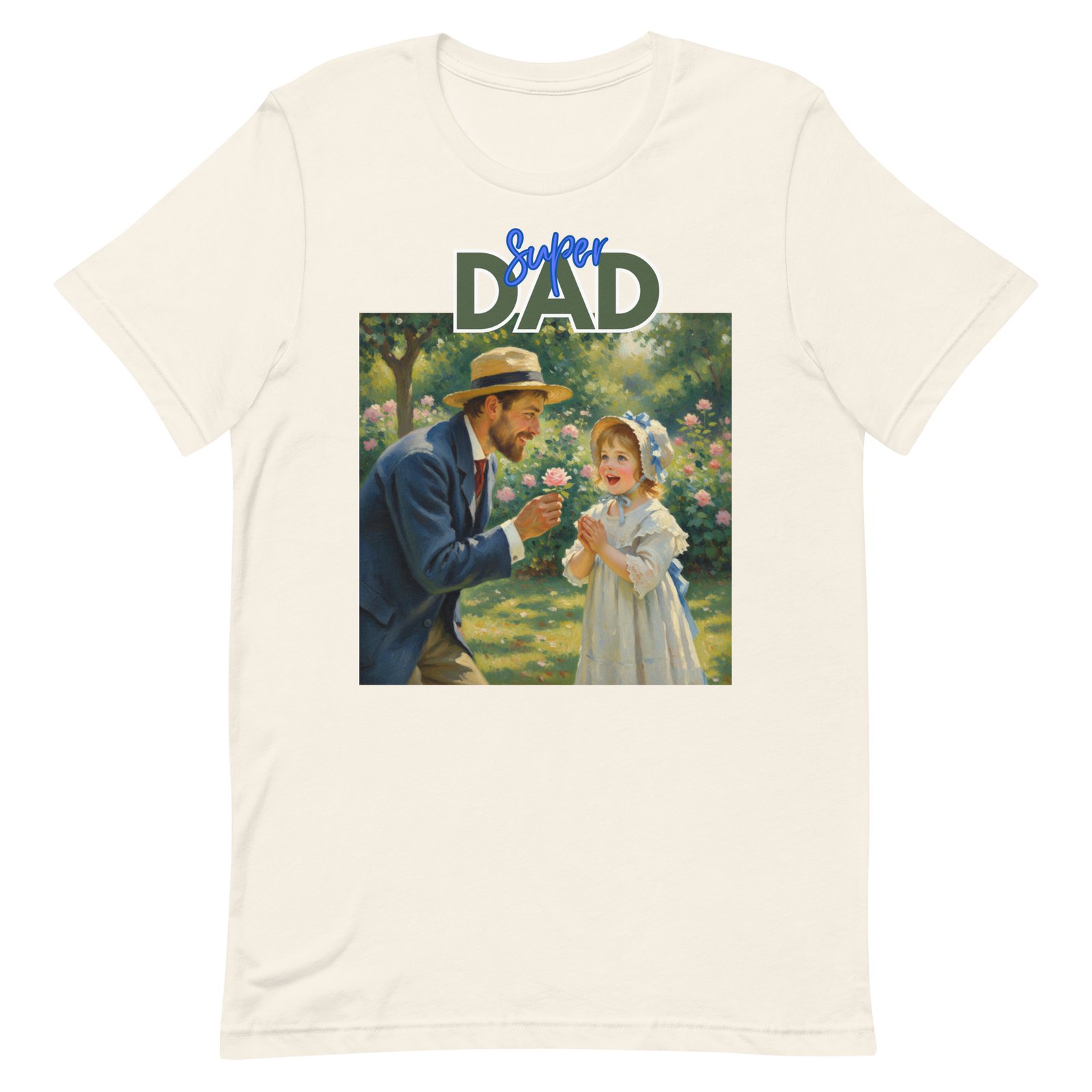Super Dad- Picture of Father giving daughter a rose-Unisex t-shirt - Image 71