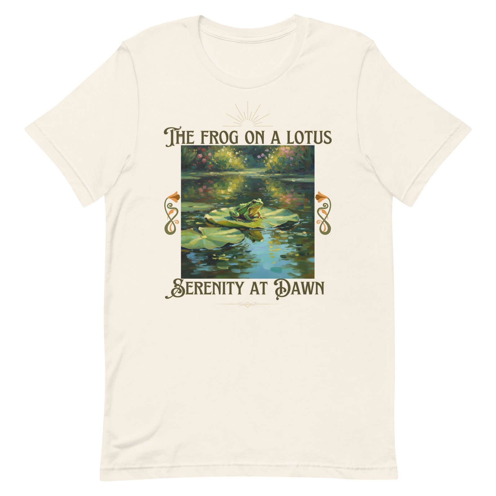 The Frog on a Lotus-Serenity at Dawn-Unisex t-shirt - Image 71