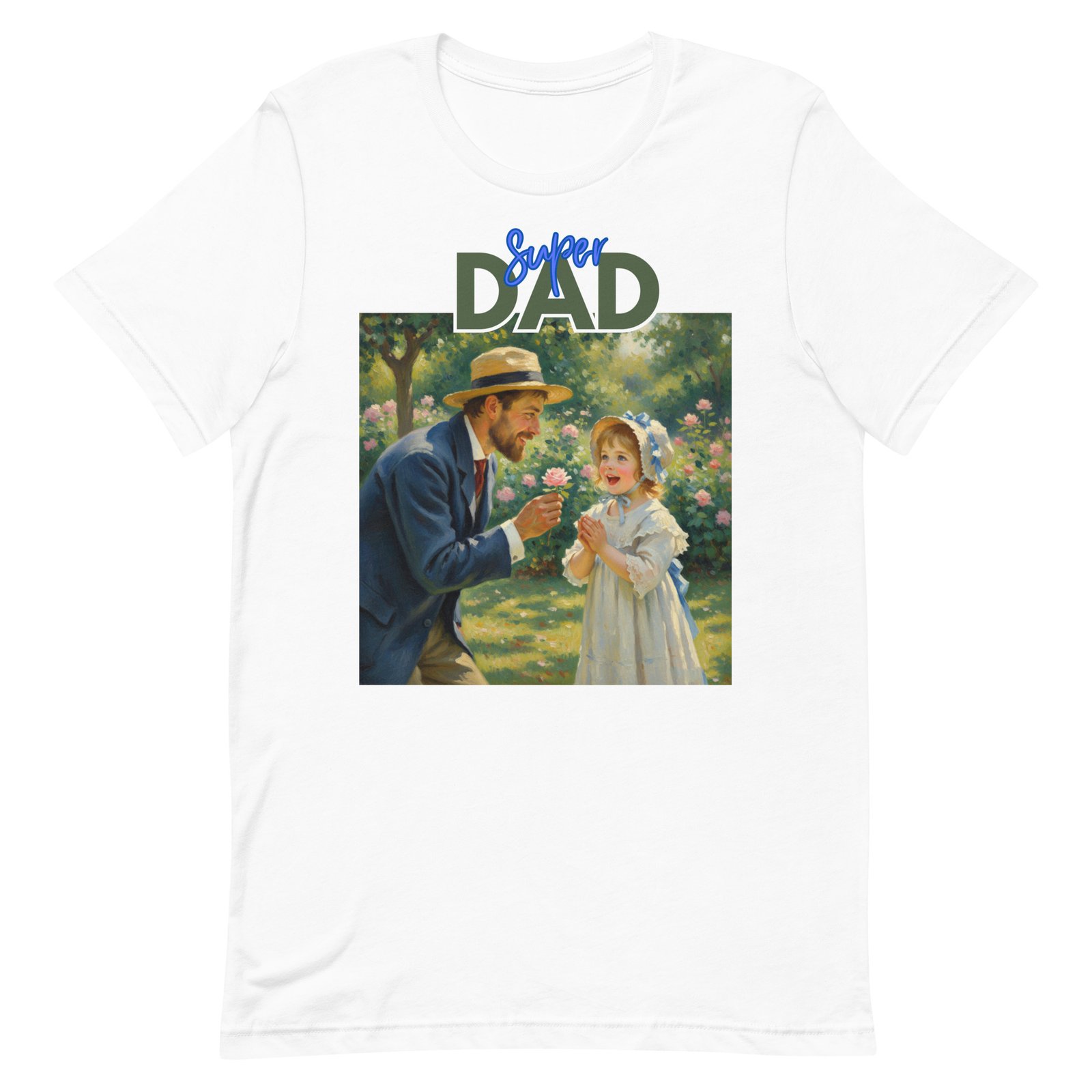 Super Dad- Picture of Father giving daughter a rose-Unisex t-shirt - Image 72