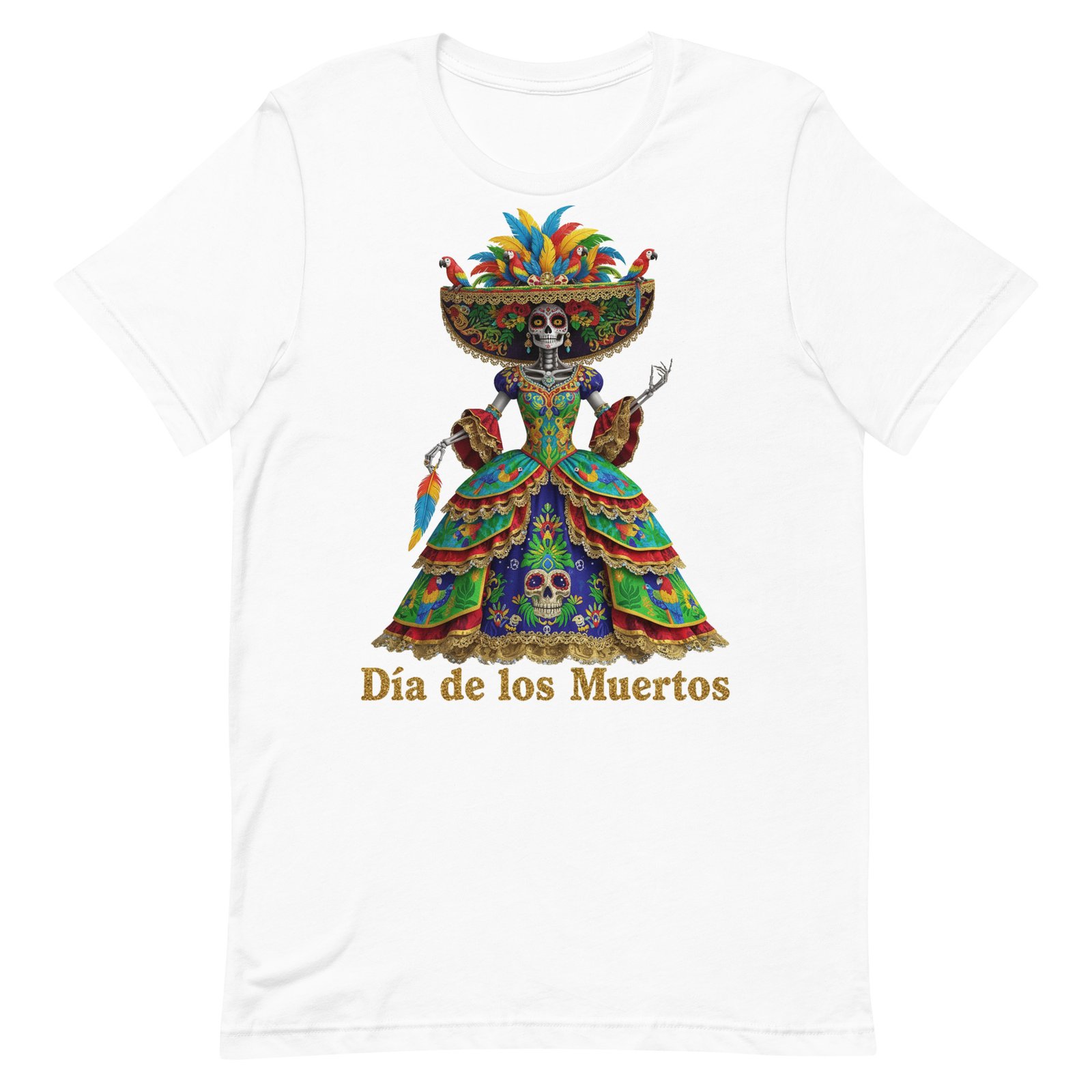 Dia de los Muertos Peacock theme Unisex t-shirt - Image 72