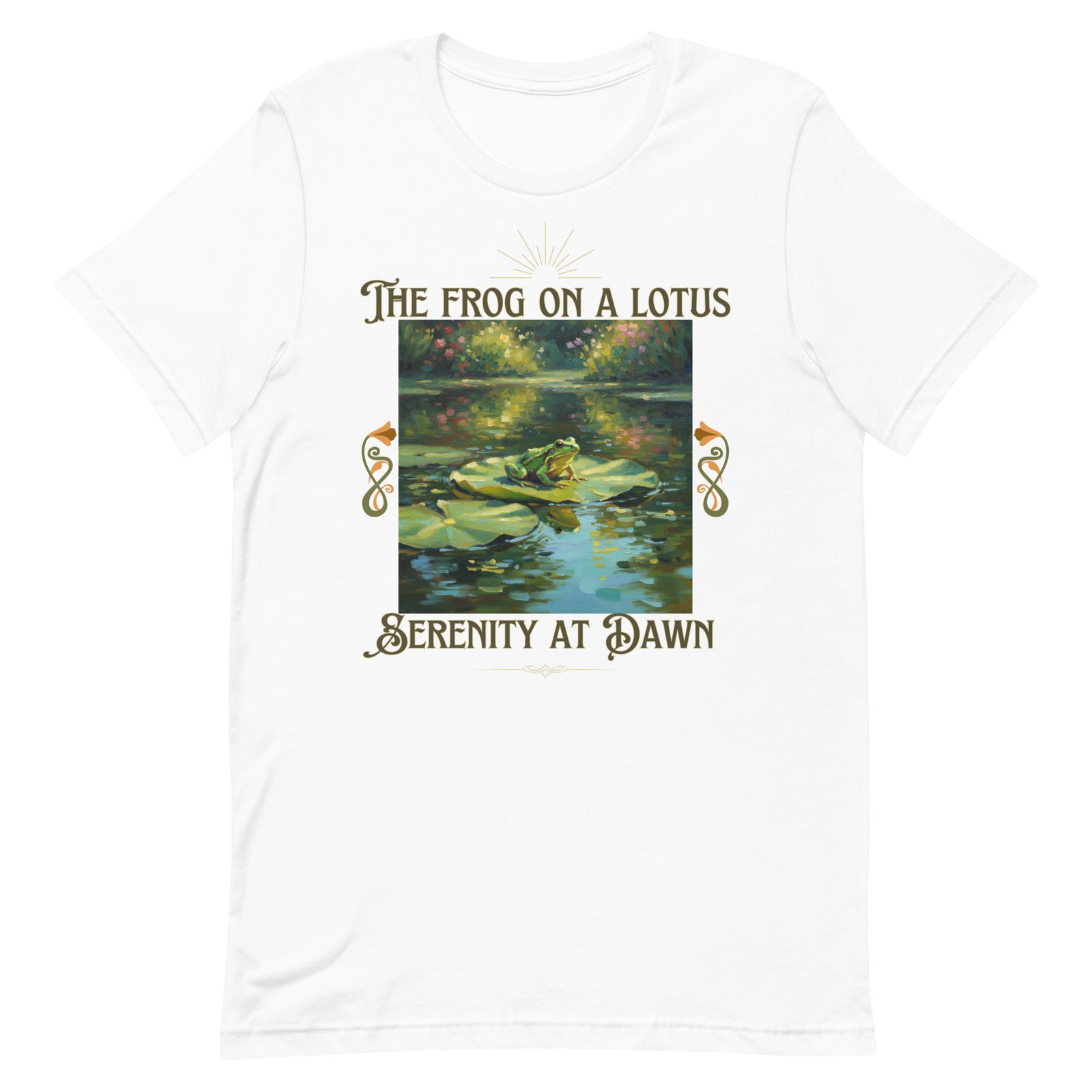 The Frog on a Lotus-Serenity at Dawn-Unisex t-shirt - Image 72