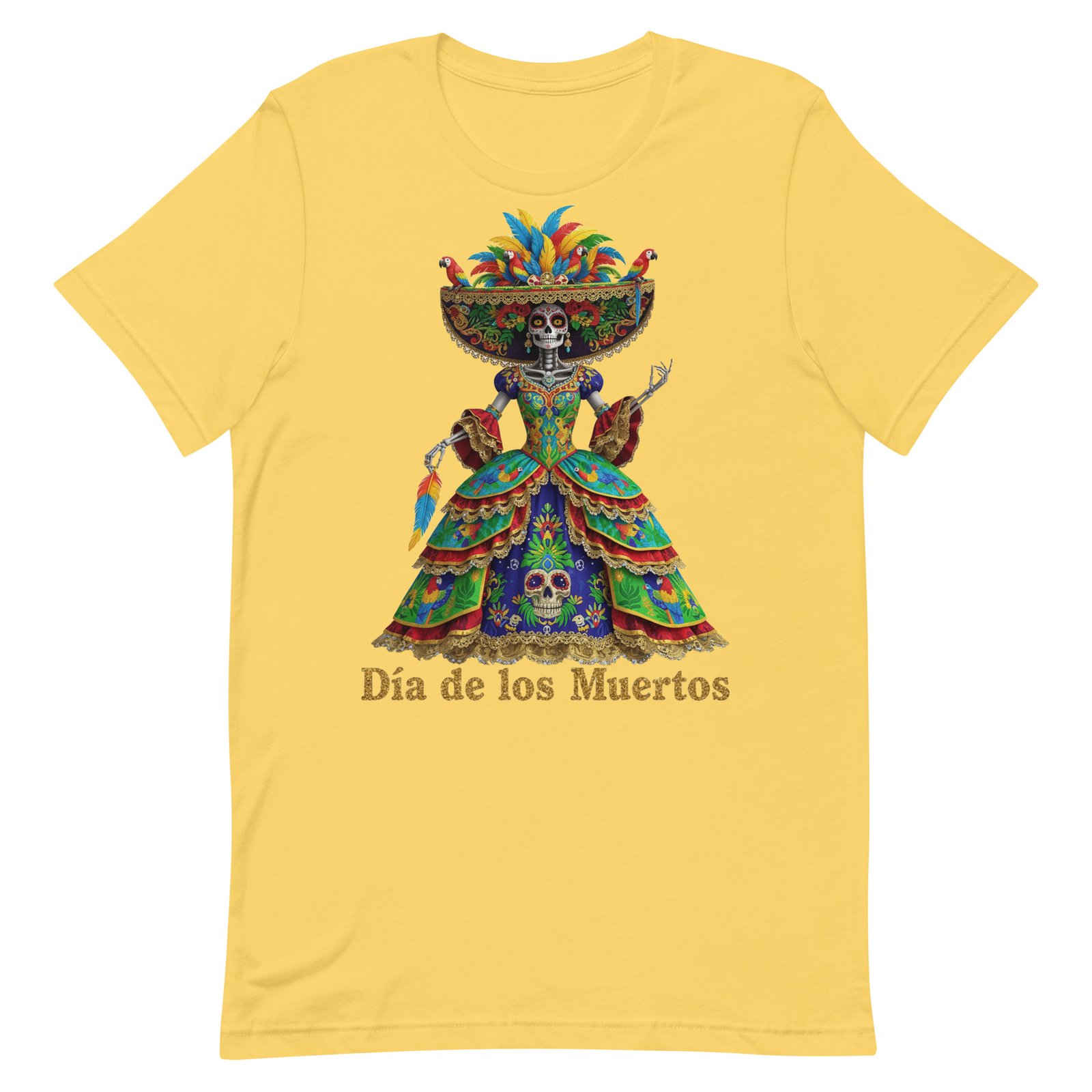 Dia de los Muertos Peacock theme Unisex t-shirt - Image 73
