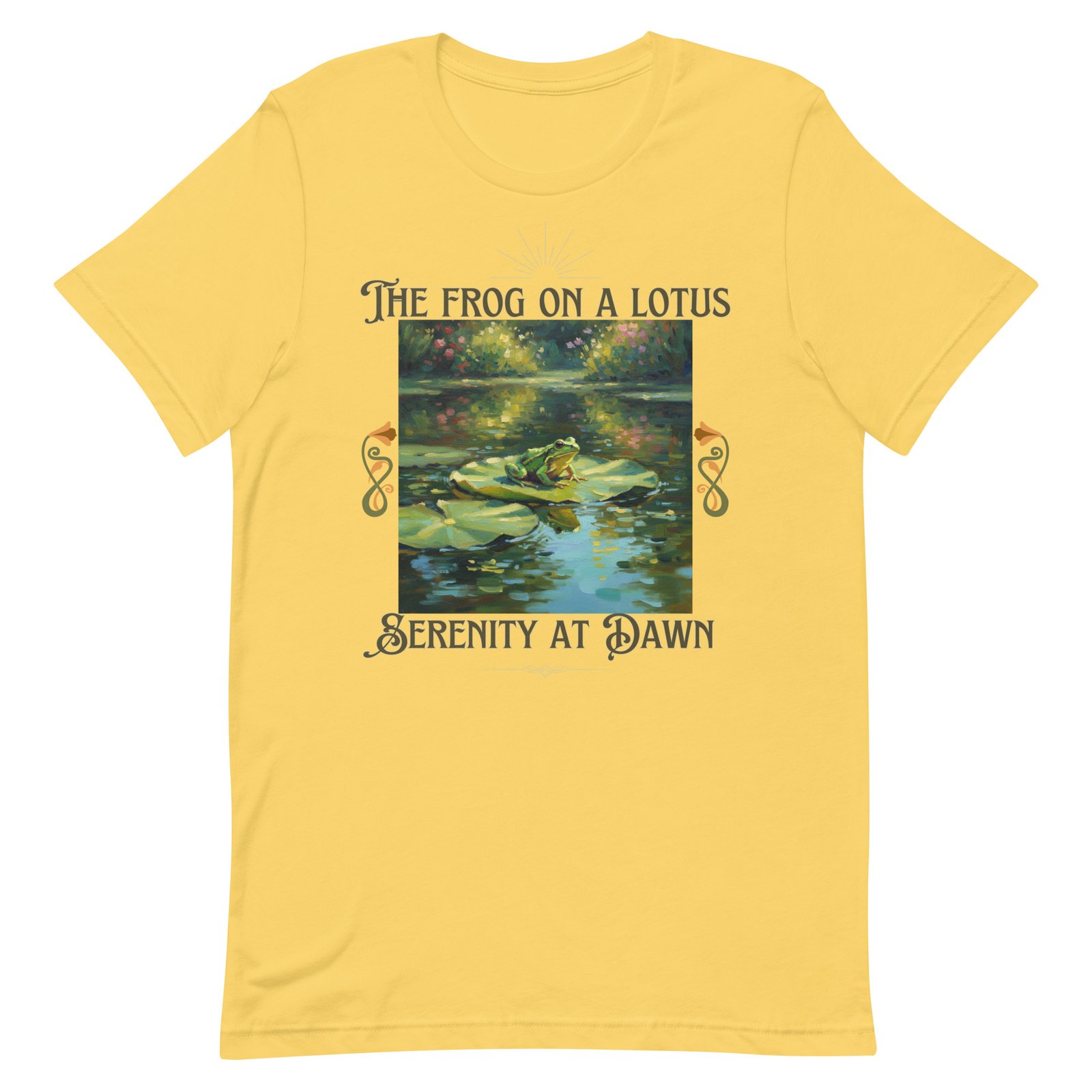 The Frog on a Lotus-Serenity at Dawn-Unisex t-shirt - Image 73