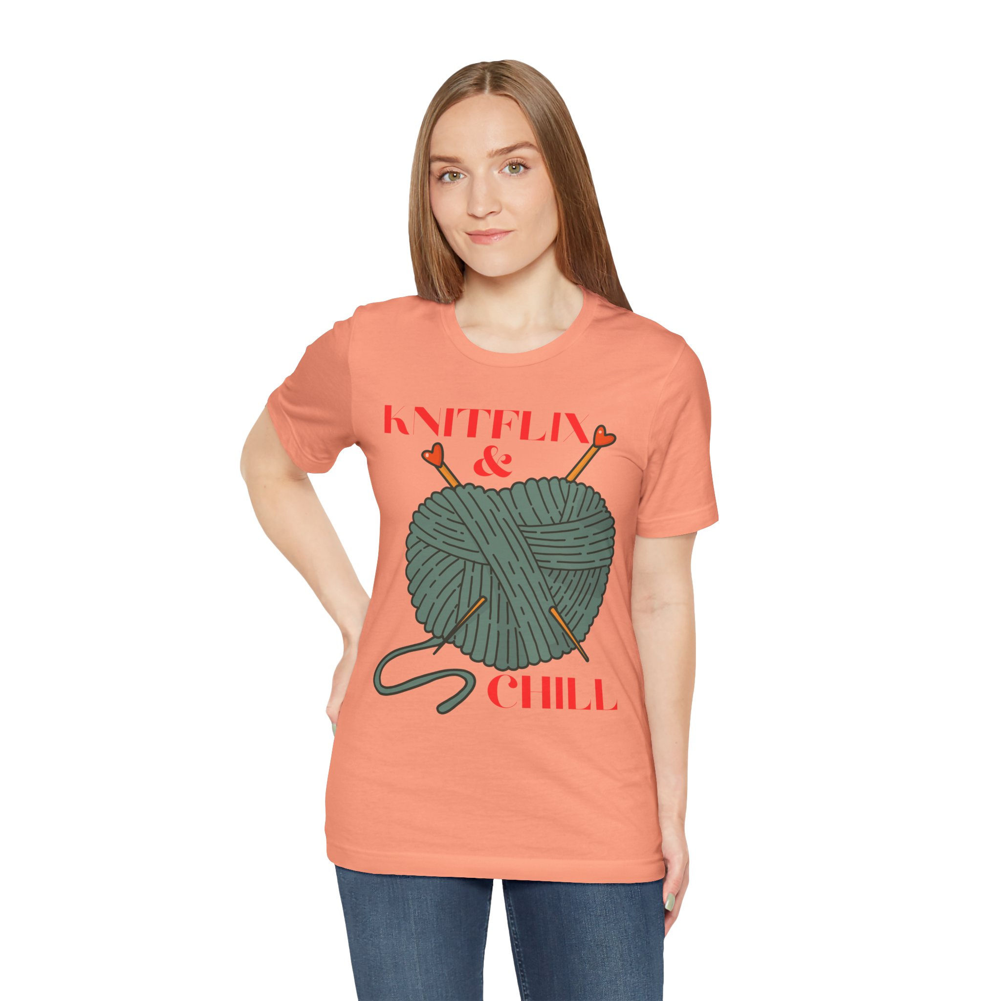Knitflix & Chill Tee for Craft Lovers - Image 4
