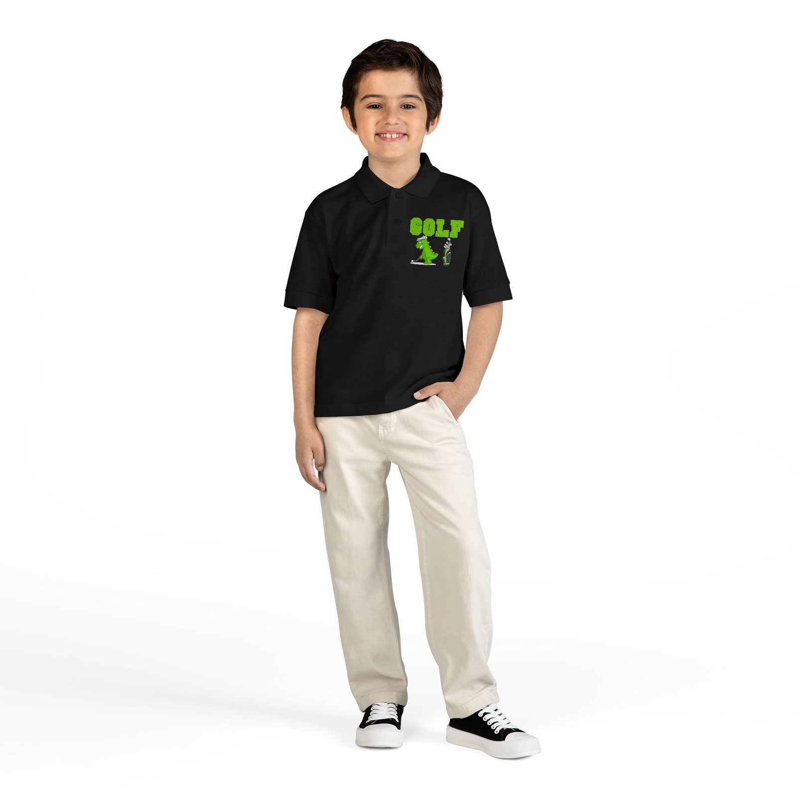 Kids' Golf Polo with Dinosaur Design - Image 10