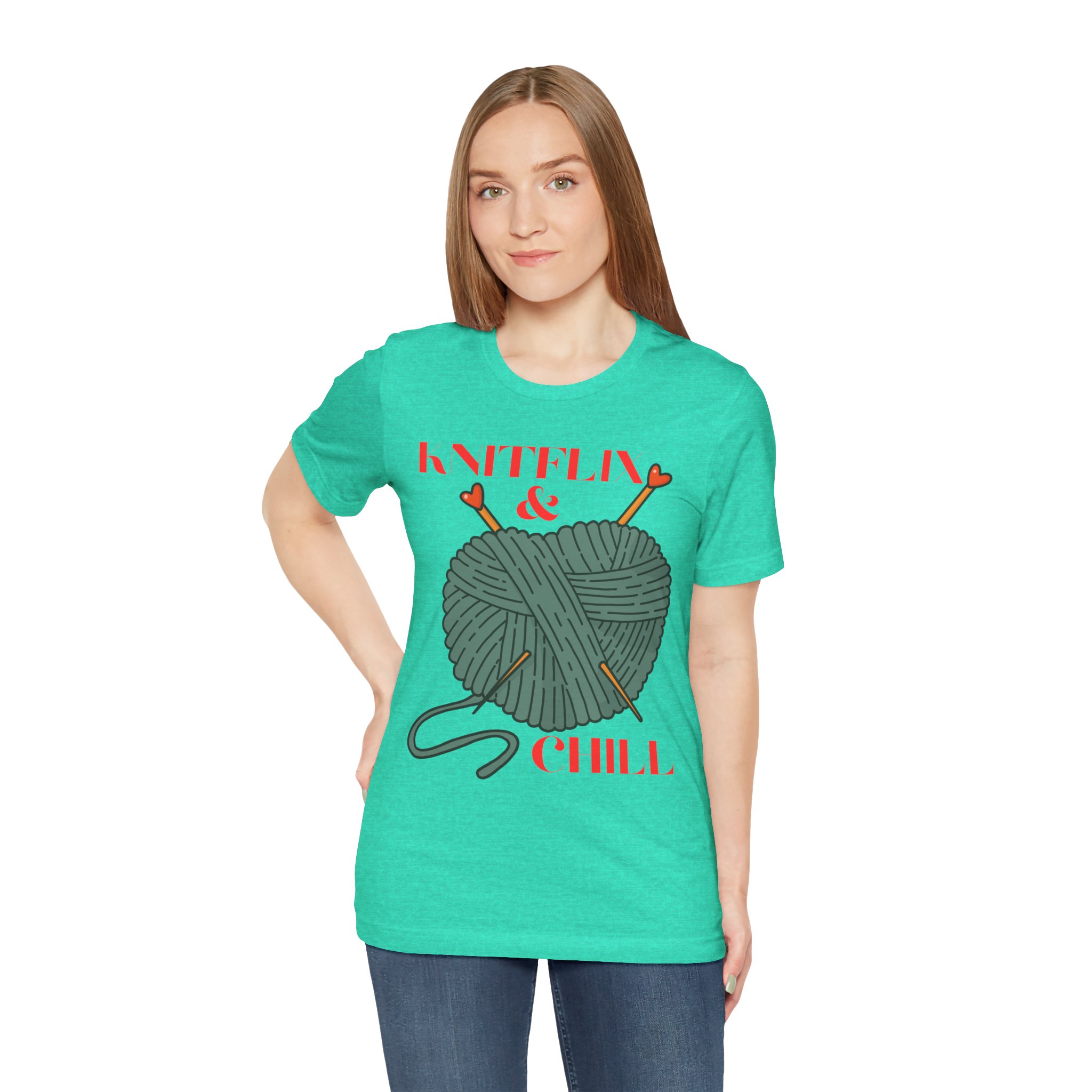 Knitflix & Chill Tee for Craft Lovers - Image 43
