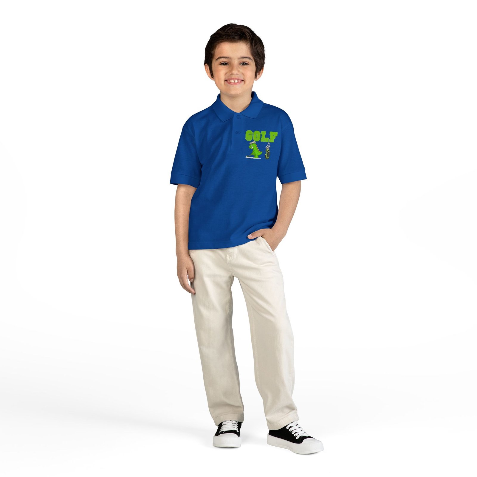 Kids' Golf Polo with Dinosaur Design - Image 52