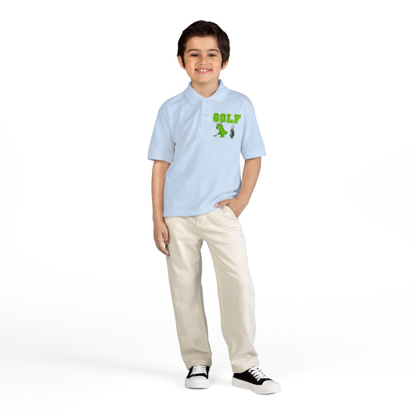 Kids' Golf Polo with Dinosaur Design - Image 45