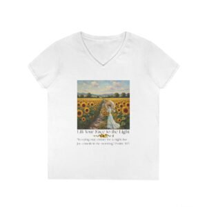 Sunflower Inspirational V-Neck T-Shirt, Motivational Tee, Gift for Her