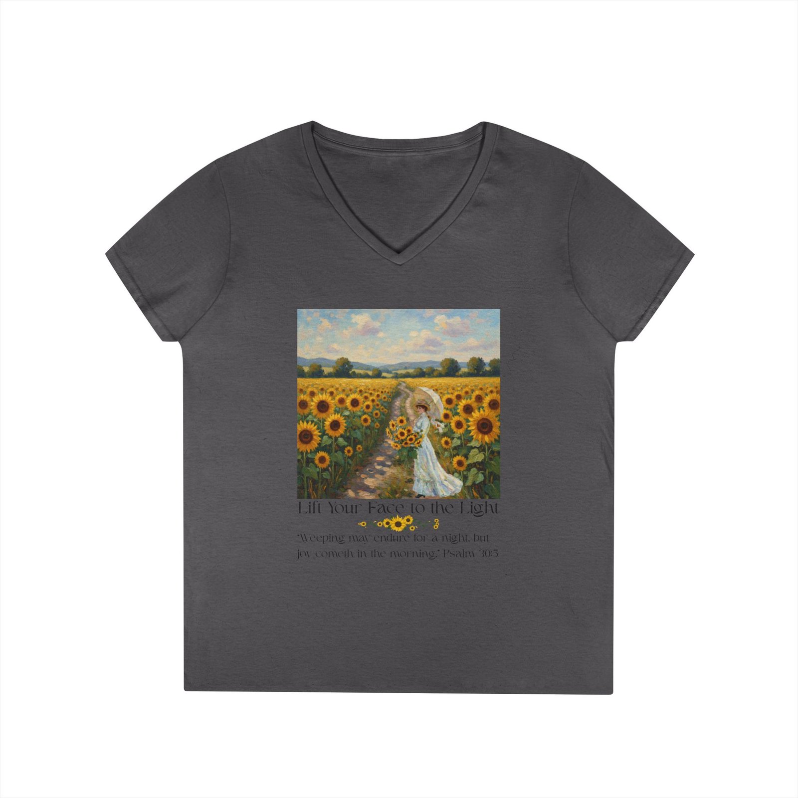 Sunflower Inspirational V-Neck T-Shirt, Motivational Tee, Gift for Her - Image 13