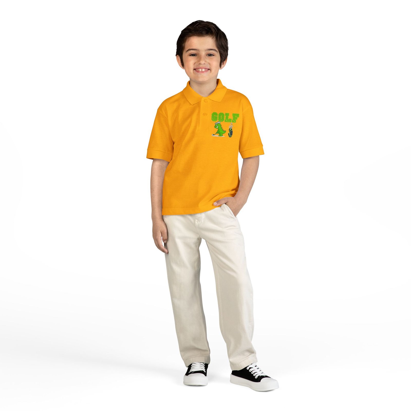 Kids' Golf Polo with Dinosaur Design - Image 24