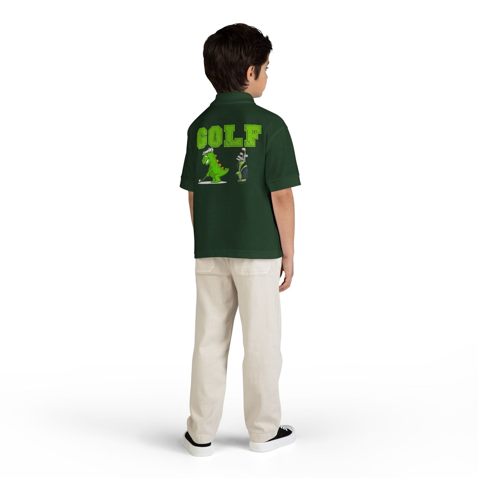 Kids' Golf Polo with Dinosaur Design - Image 39