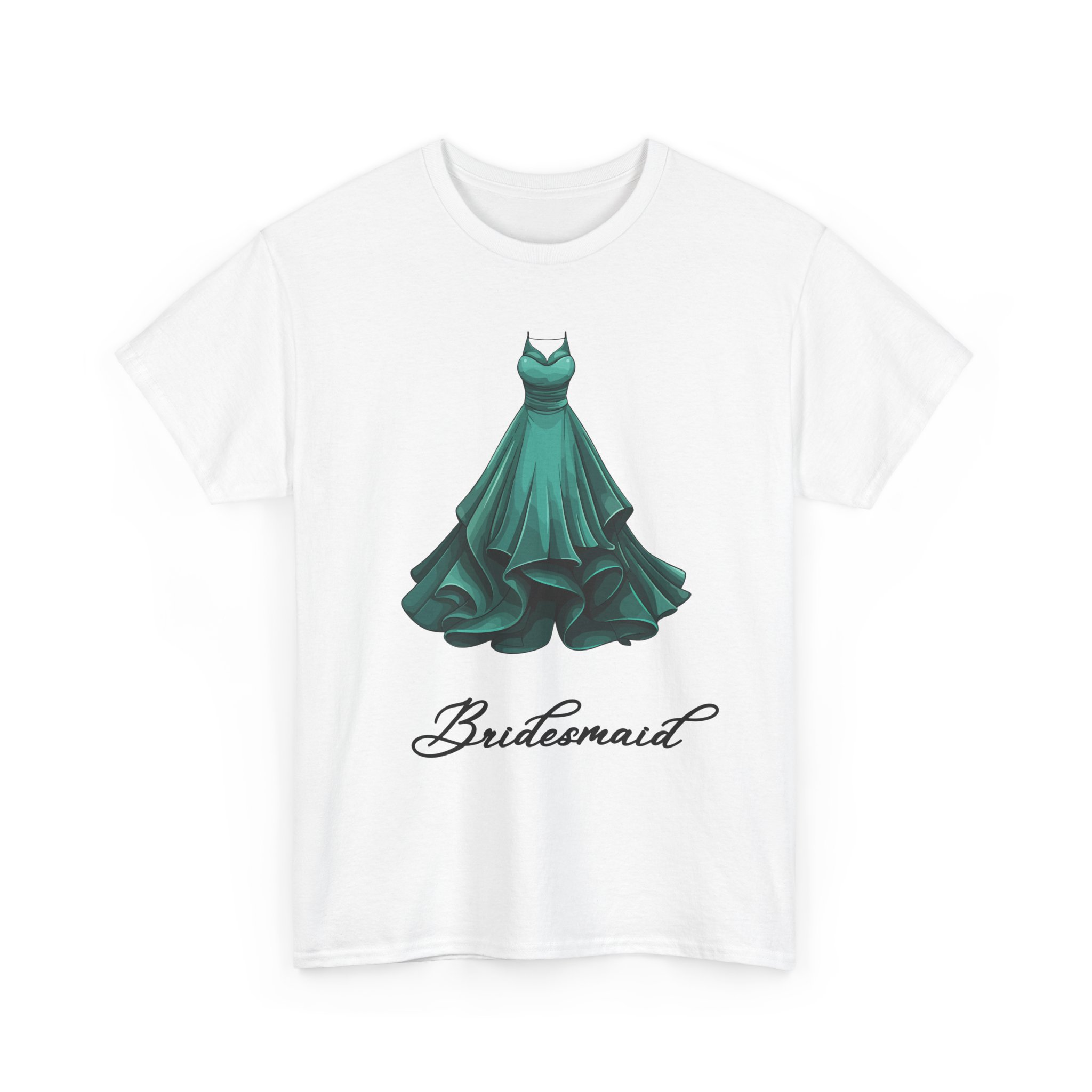 Bridesmaid Dress Tee, Unisex Heavy Cotton Tee for Bridal Party, Wedding Gift, Casual Wear, Bridal Shower Outfit - Image 3