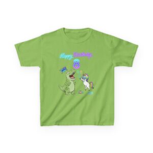 Fun Dinosaur and Unicorn Cake fight Kids Graphic T-shirt