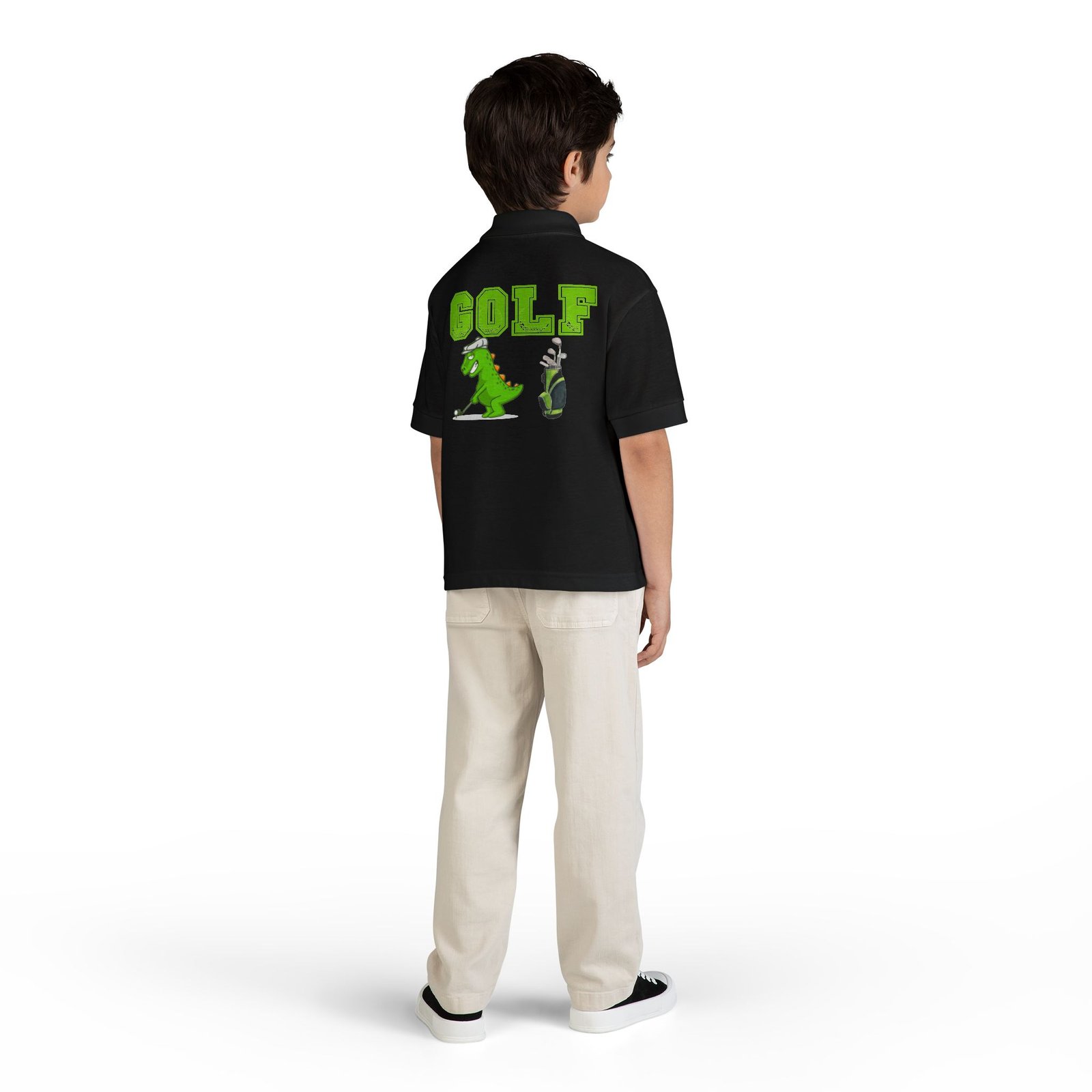 Kids' Golf Polo with Dinosaur Design - Image 11