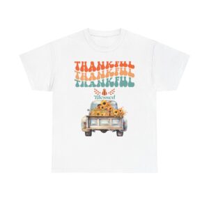 Matching A-Mom 0r Dad Thankful Vibes Unisex Tee - Perfect for Thanksgiving, Gratitude, Casual Wear, Gifts, Summer Days Multicolored shirt.