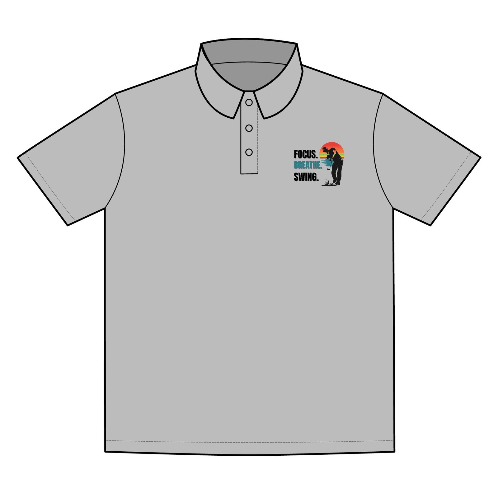 Focus. Breathe. Swing. Motivational Performance Polo Shirt - Image 2