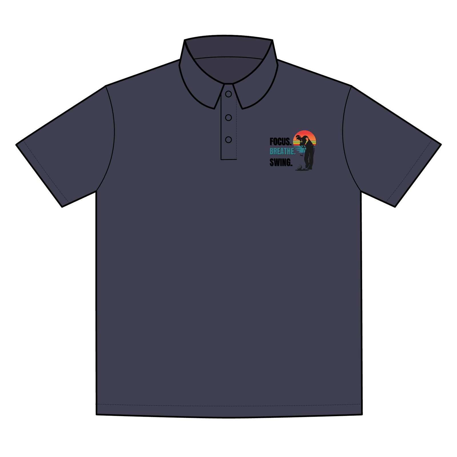 Focus. Breathe. Swing. Motivational Performance Polo Shirt - Image 11